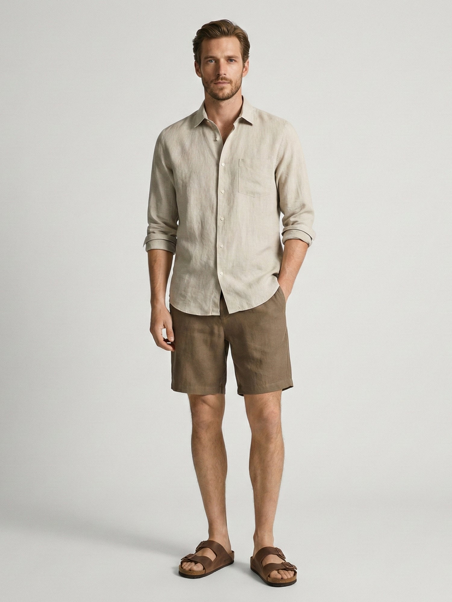 Beige 100% Pure Linen Classic