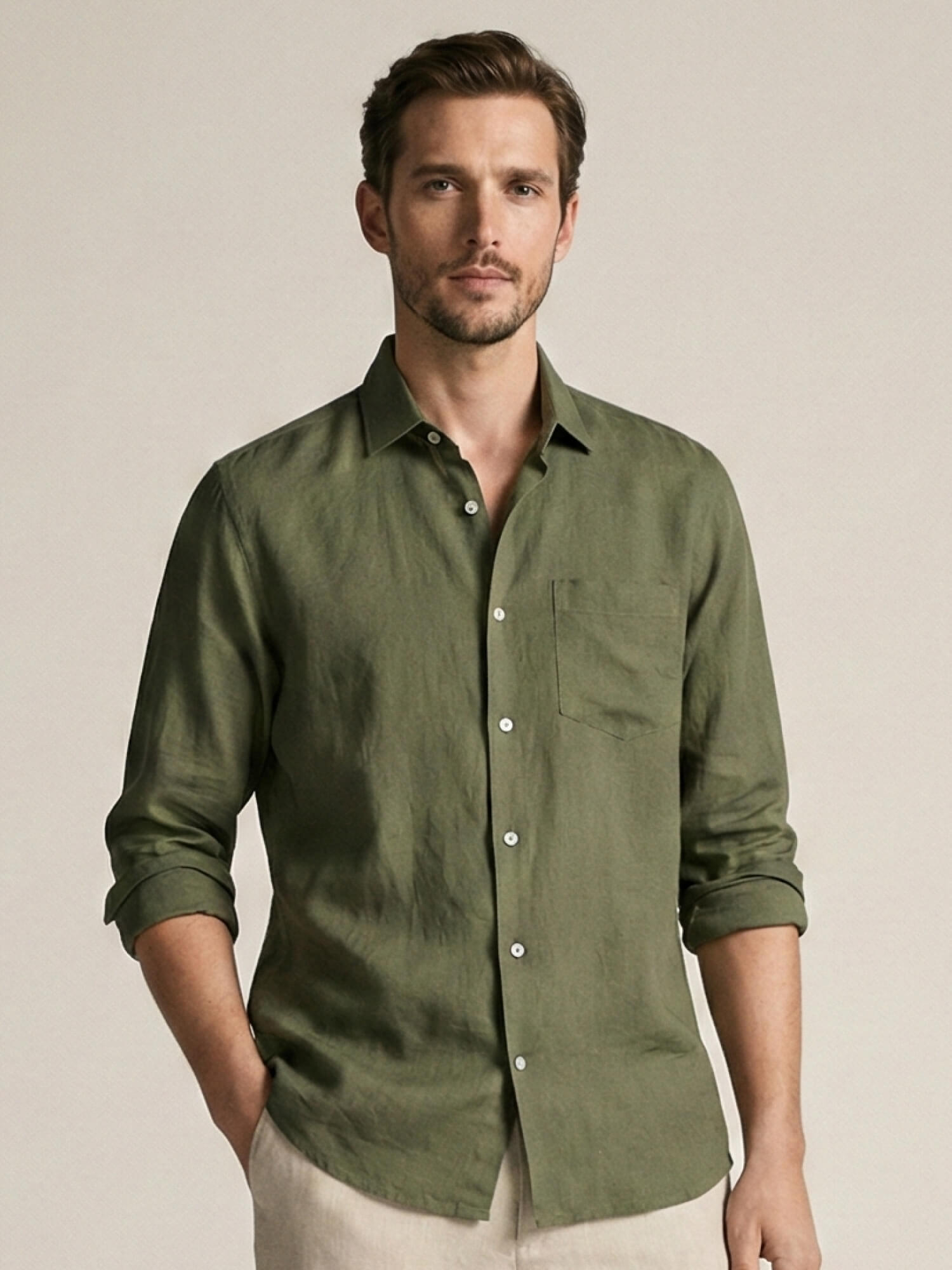 Forest Green 100% Pure Linen Classic