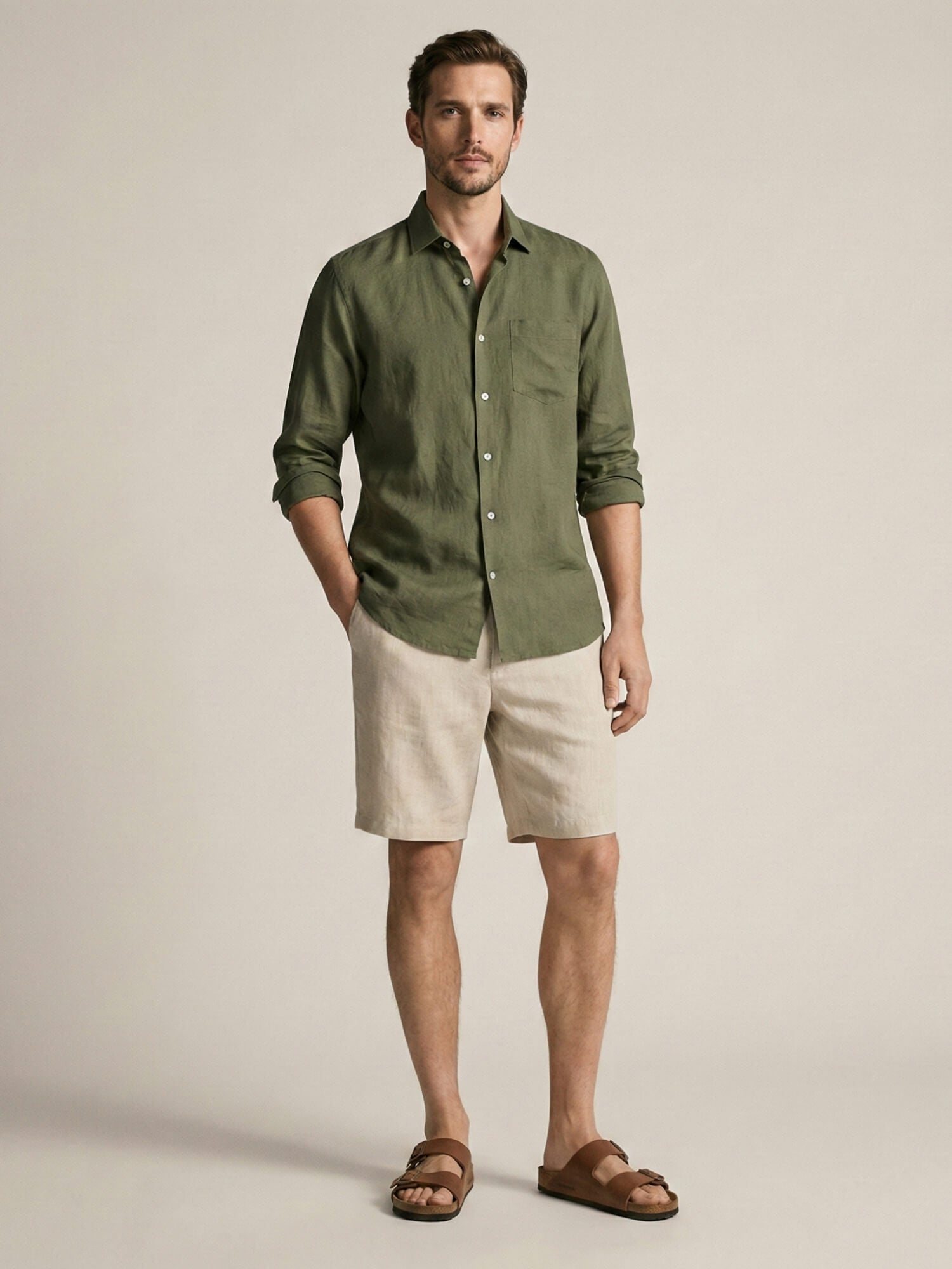 Forest Green 100% Pure Linen Classic