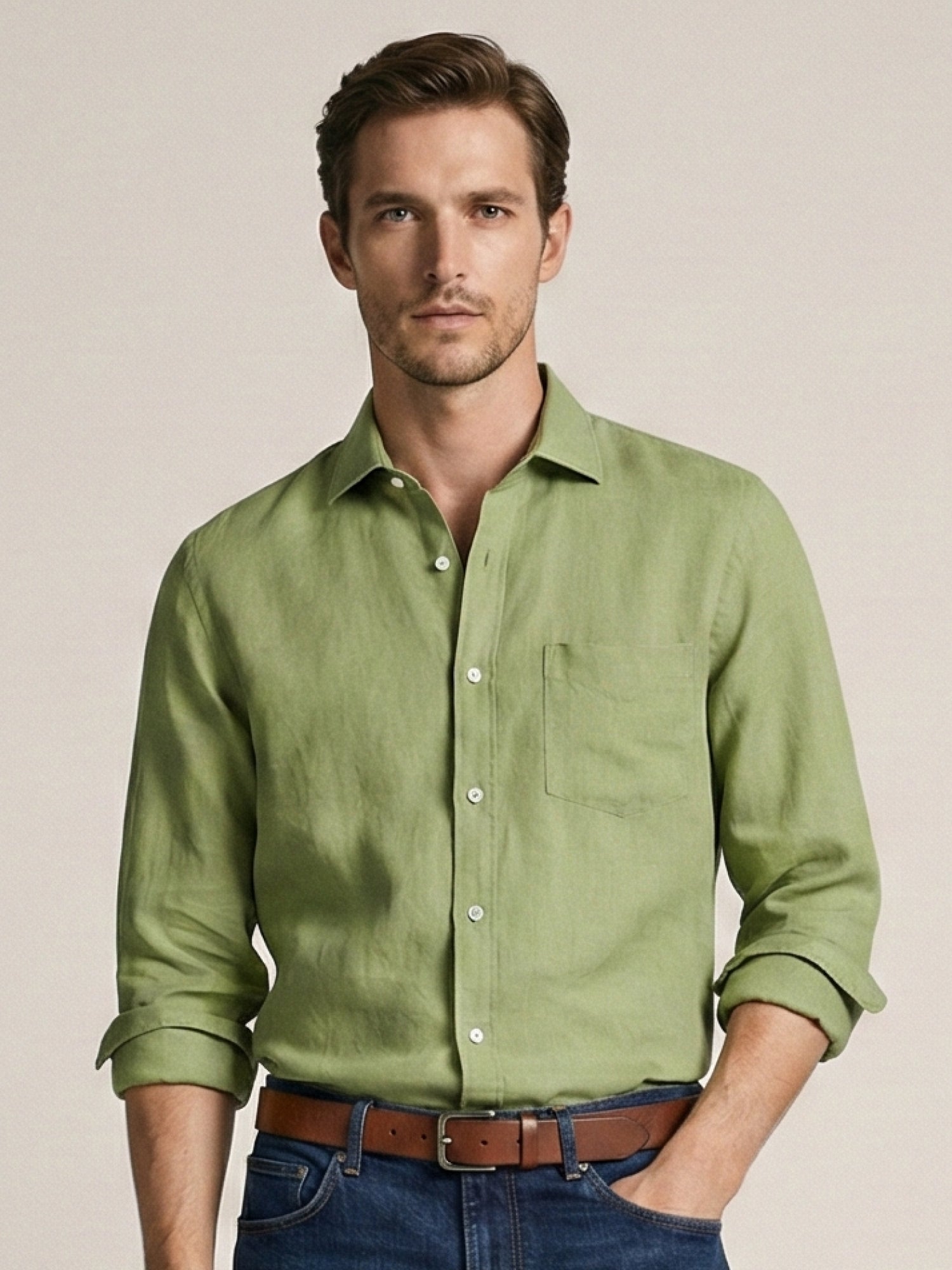 Green 100% Pure Linen Classic