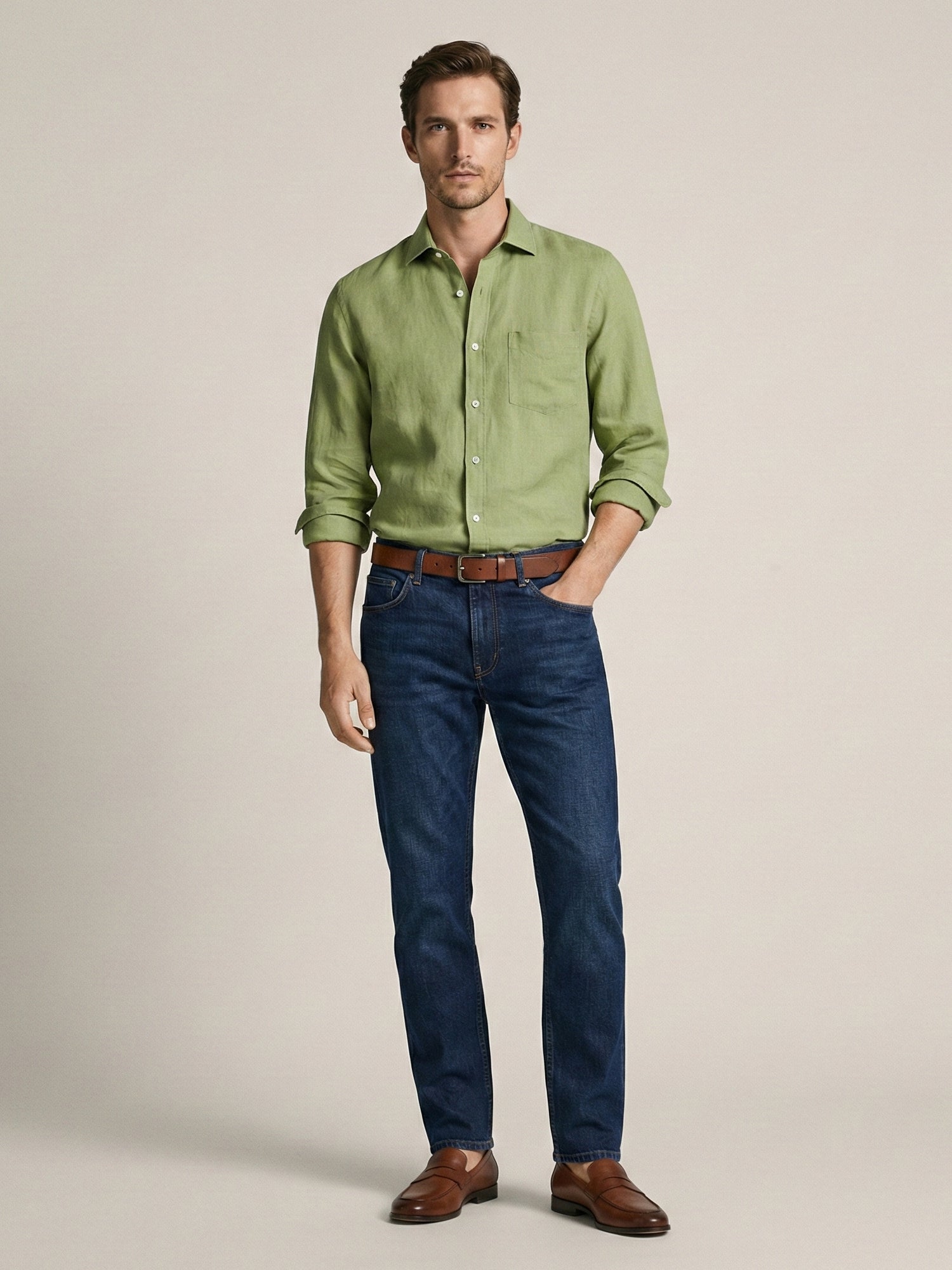 Green 100% Pure Linen Classic