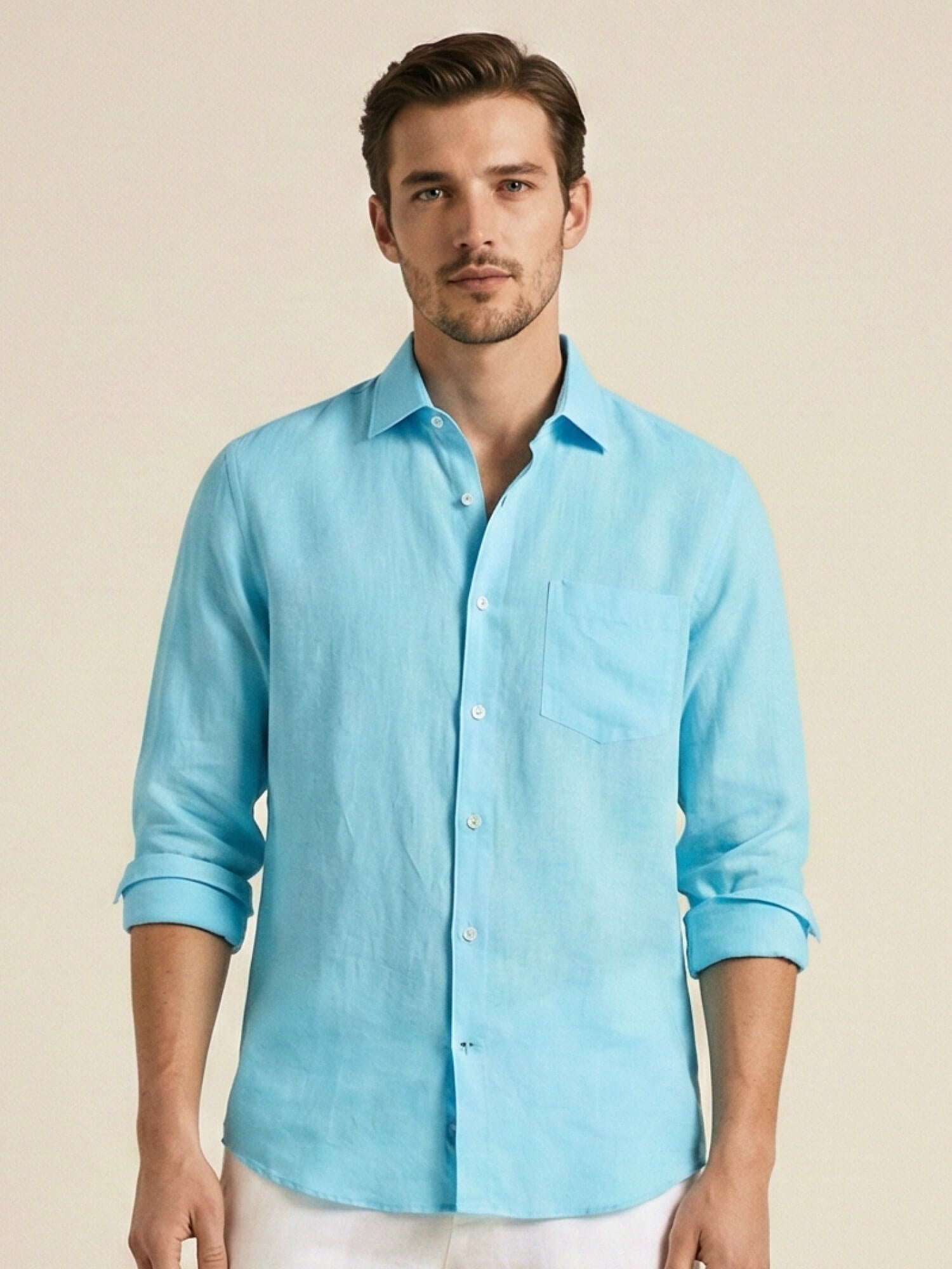 Sky Blue 100% Pure Linen Classic