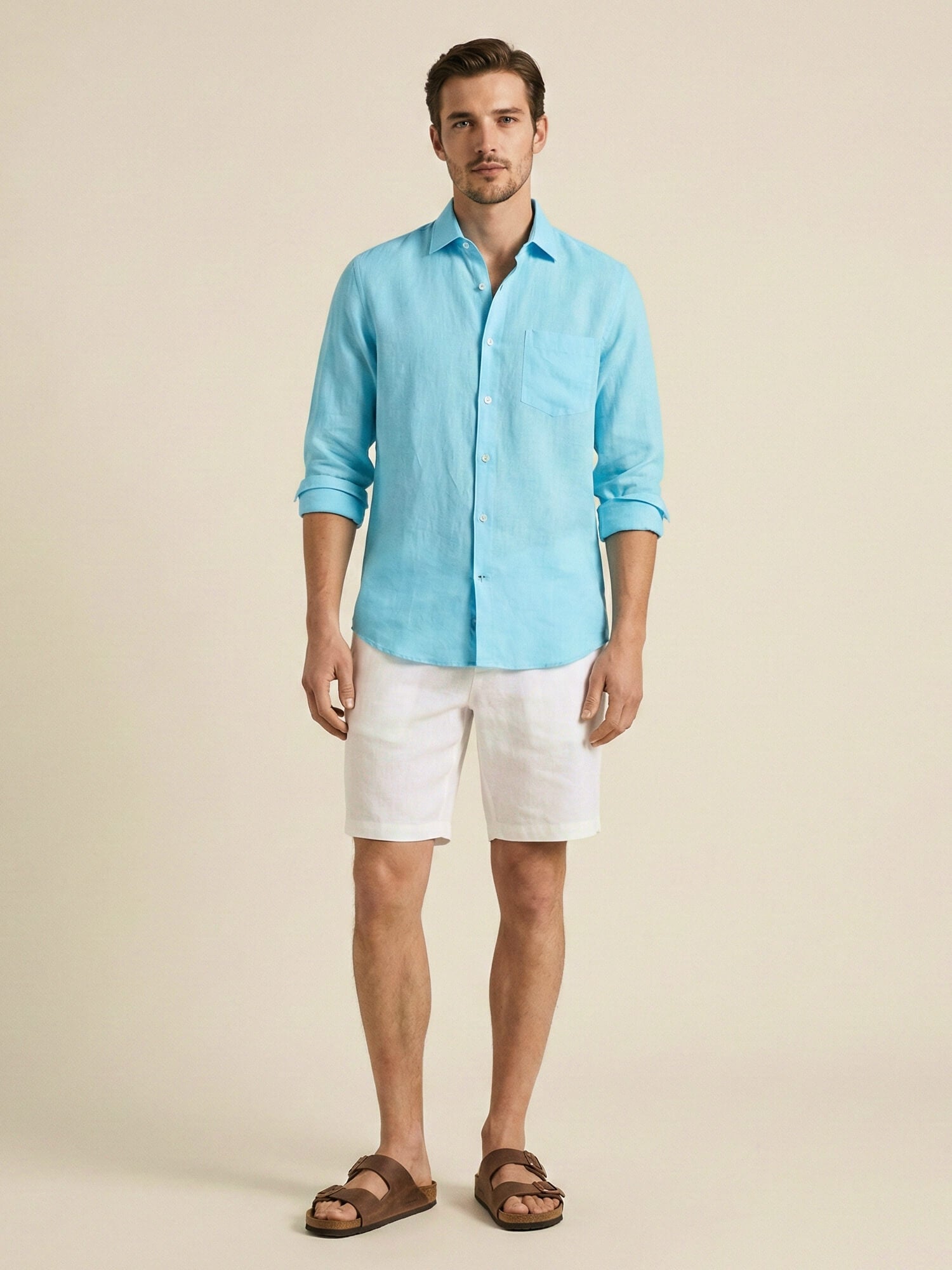 Sky Blue 100% Pure Linen Classic