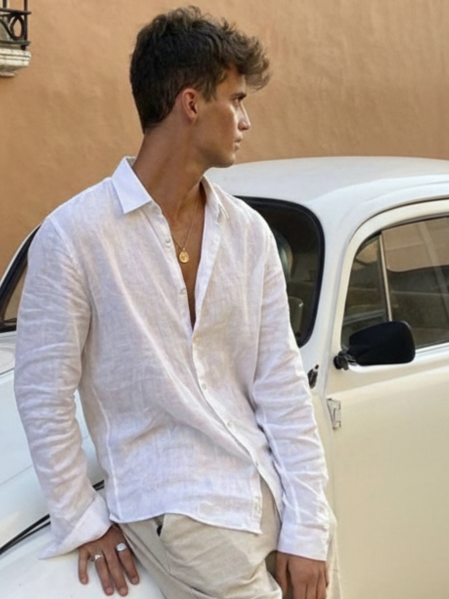 White 100% Pure Linen Classic