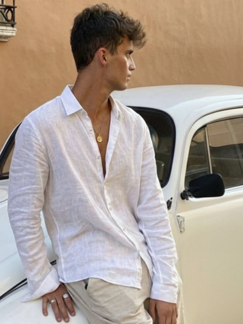 White 100% Pure Linen Classic