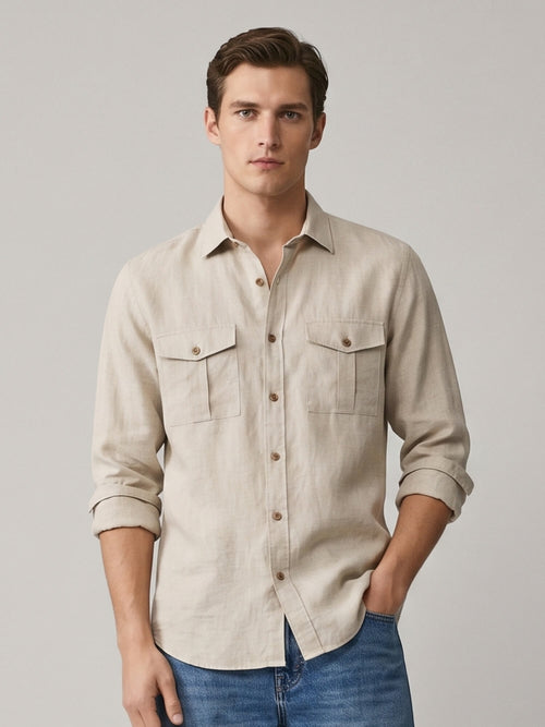 Beige 100% Pure Linen Safari