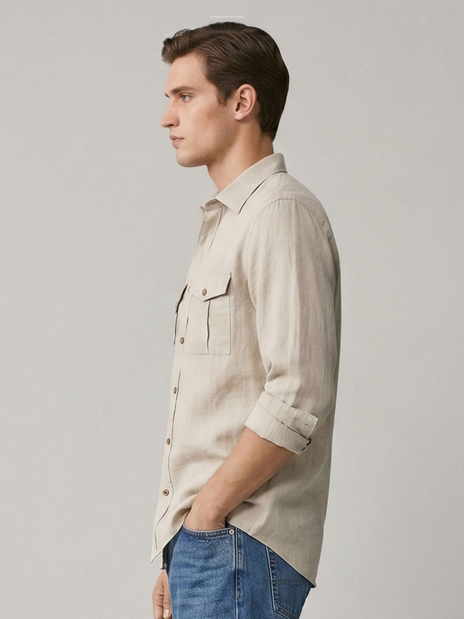 Beige 100% Pure Linen Safari