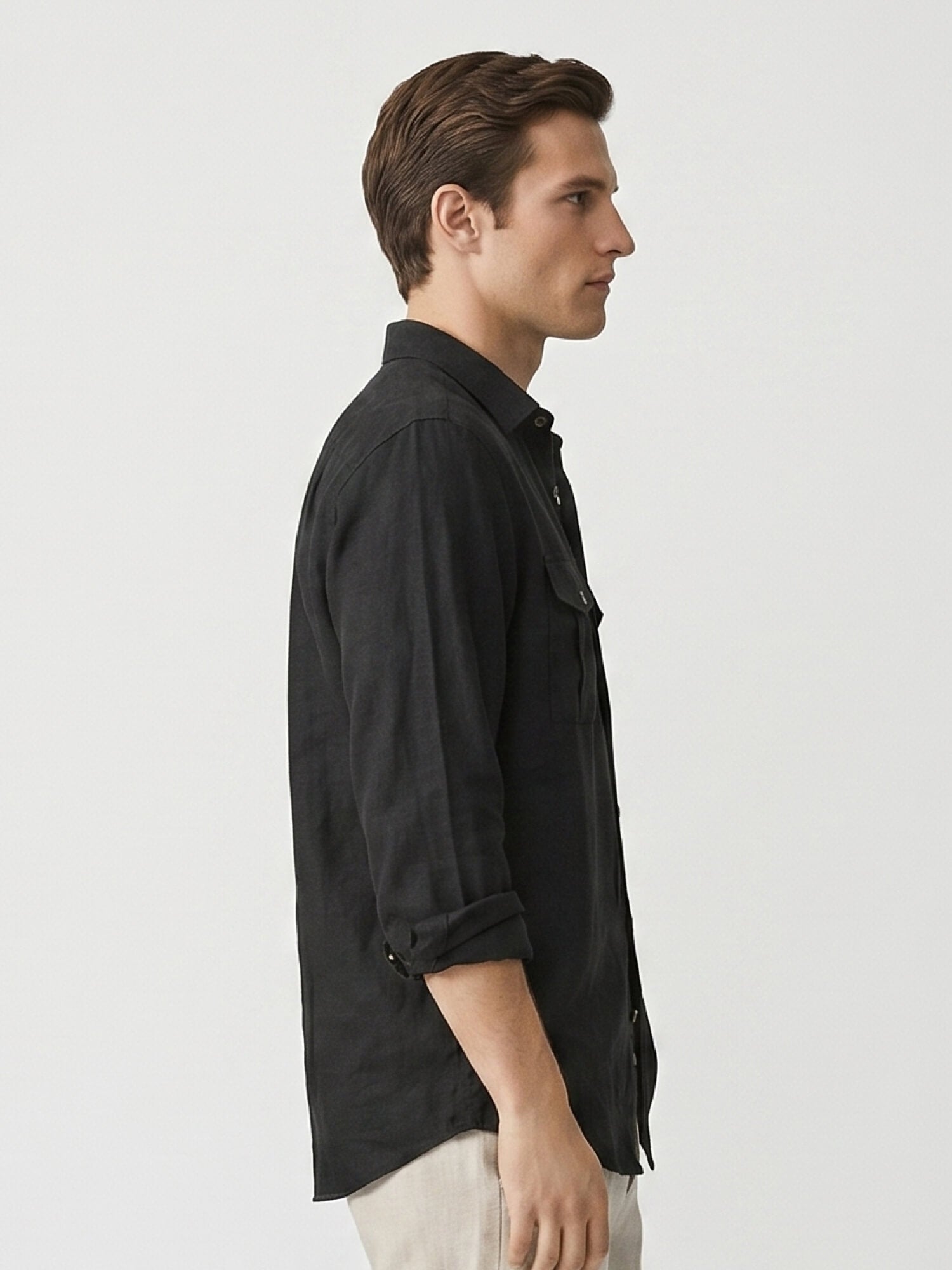 Black 100% Pure Linen Safari