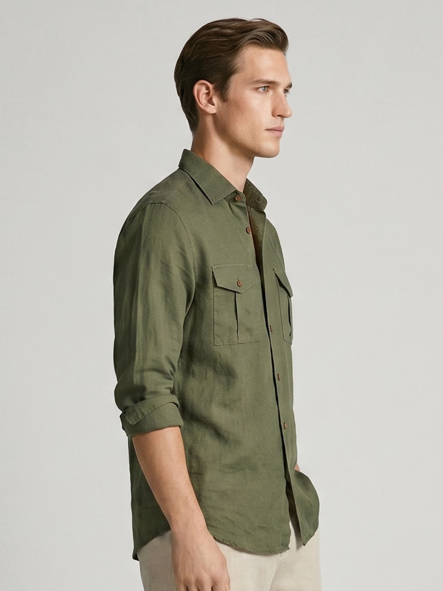 Forest Green 100% Pure Linen Safari