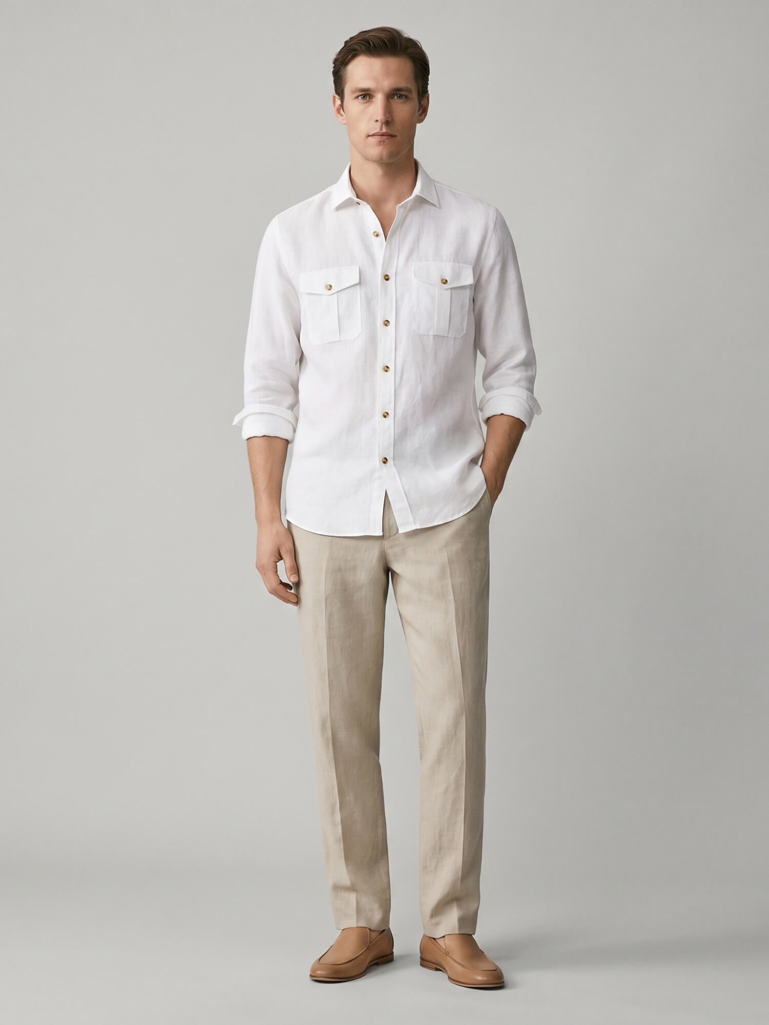 White 100% Pure Linen Safari