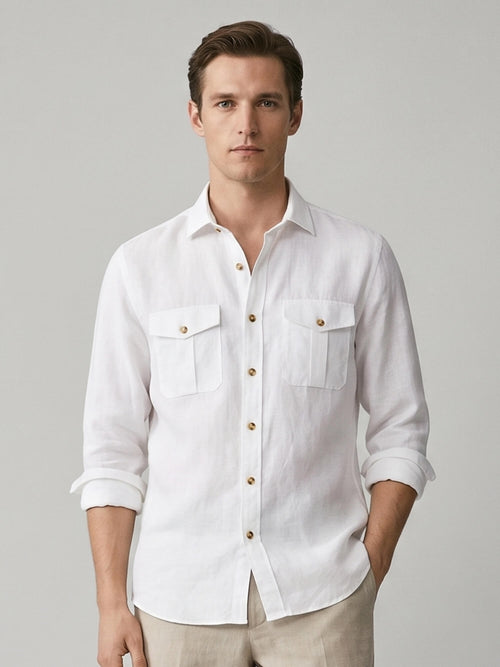 White 100% Pure Linen Safari