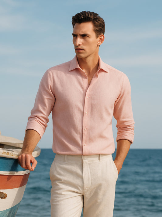 Blush Pink 100% Pure Linen Shirt