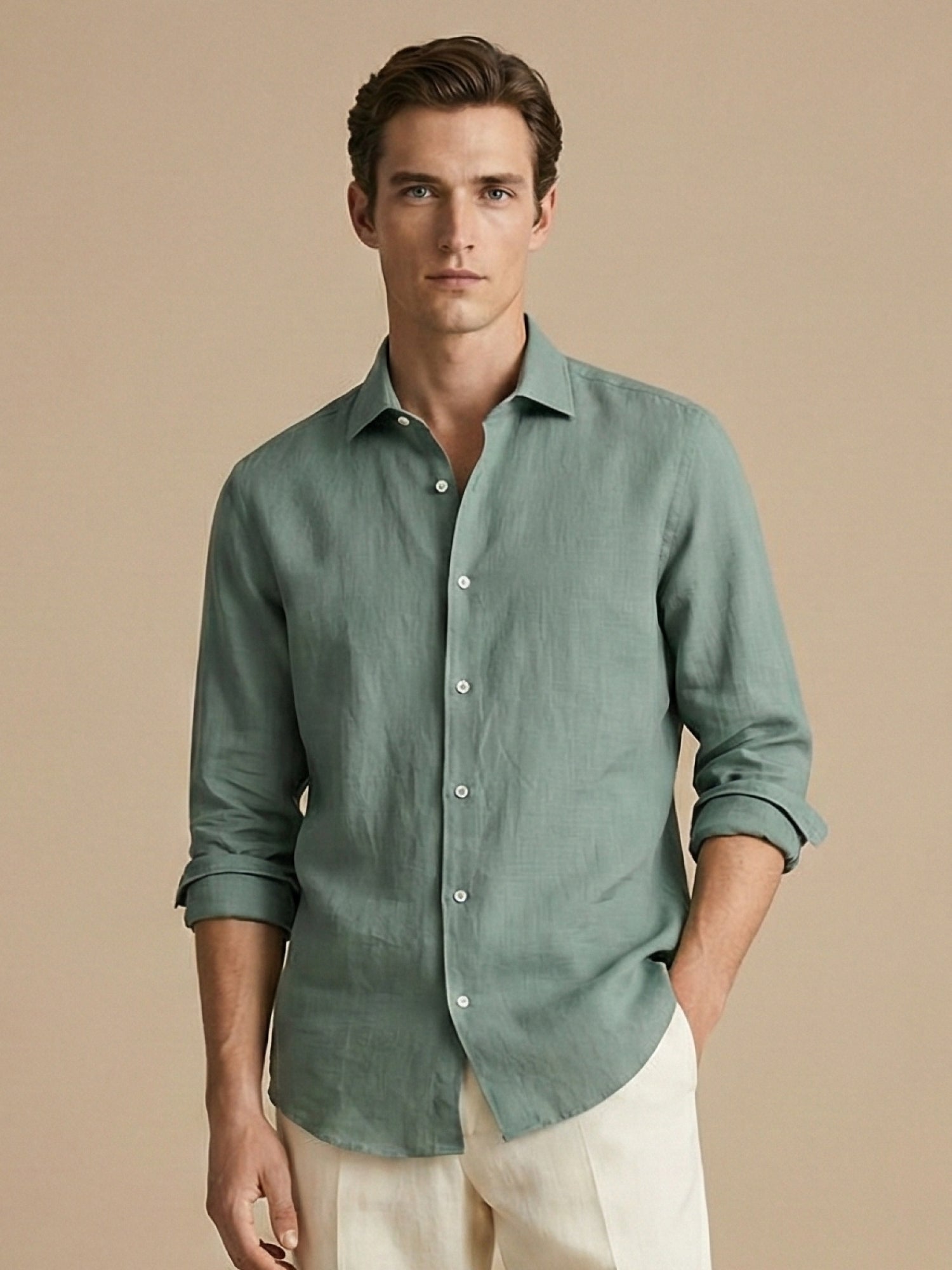 Sage Green 100% Pure Linen Shirt