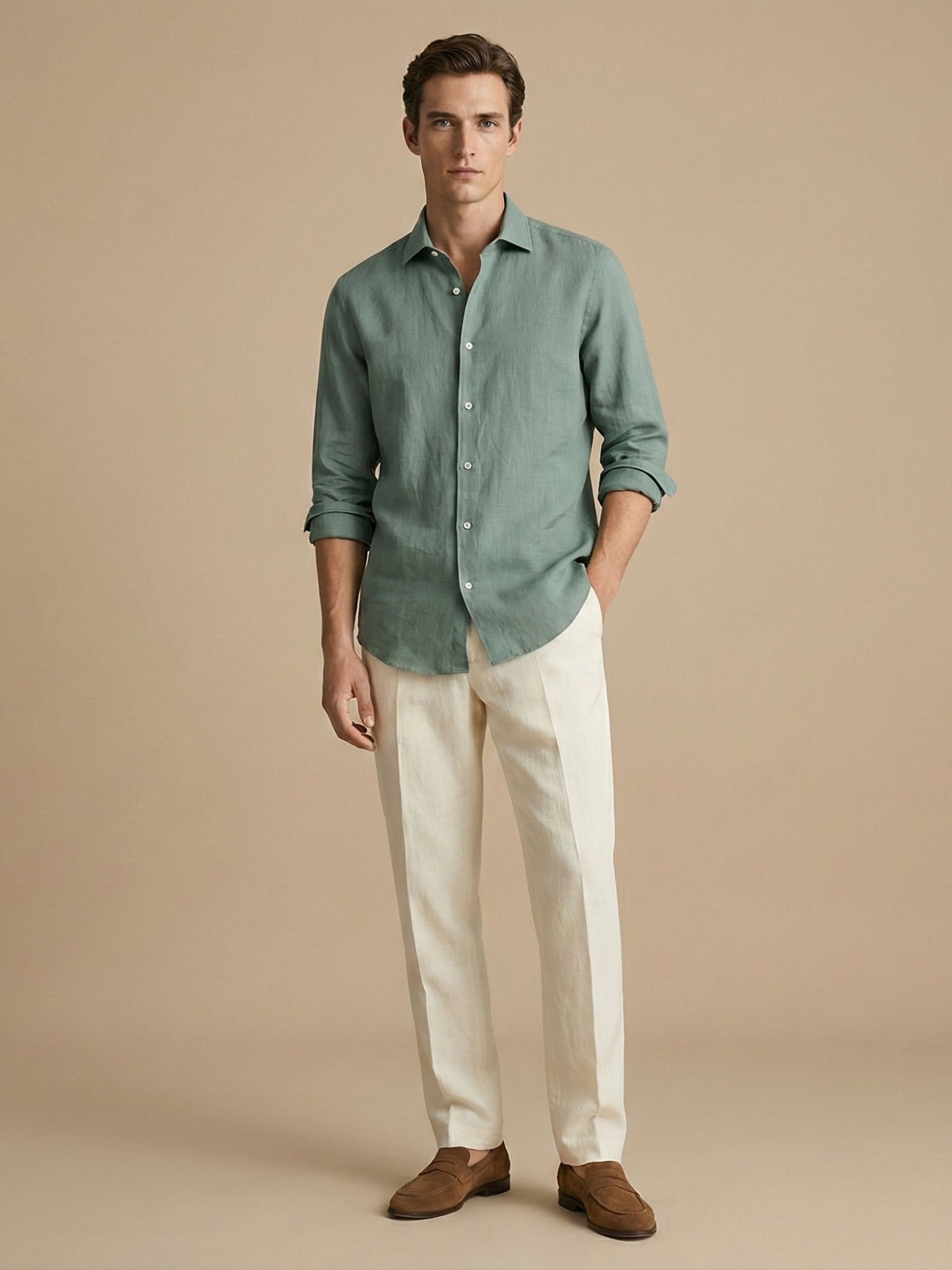 Sage Green 100% Pure Linen Shirt