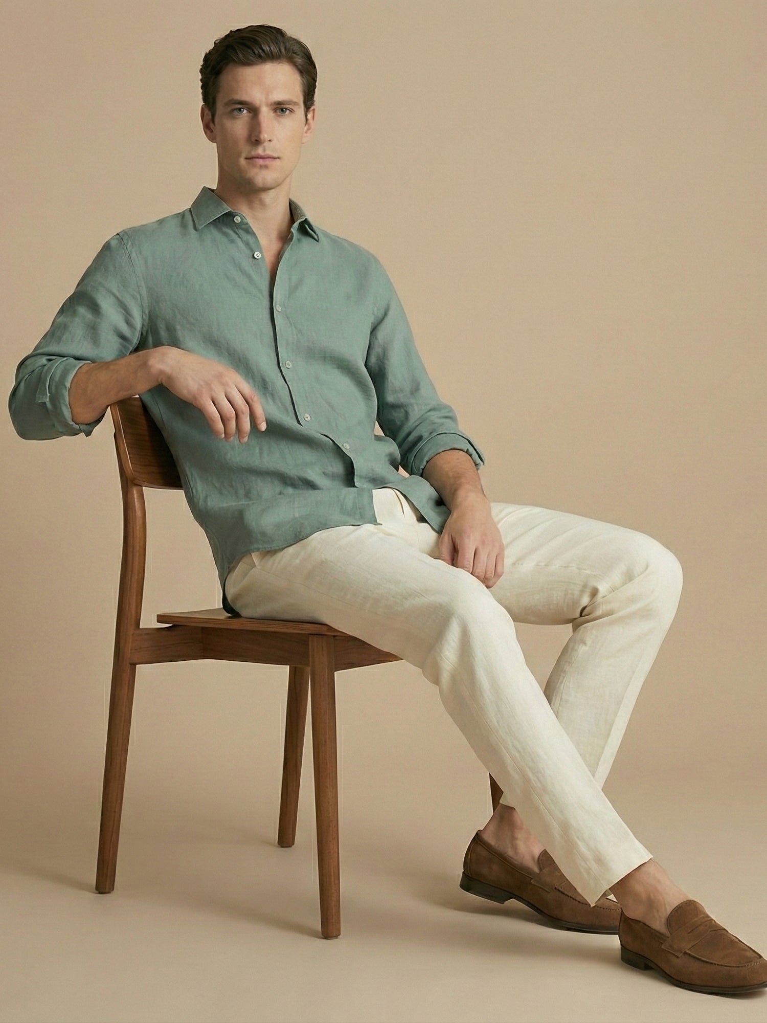 Sage Green 100% Pure Linen Shirt