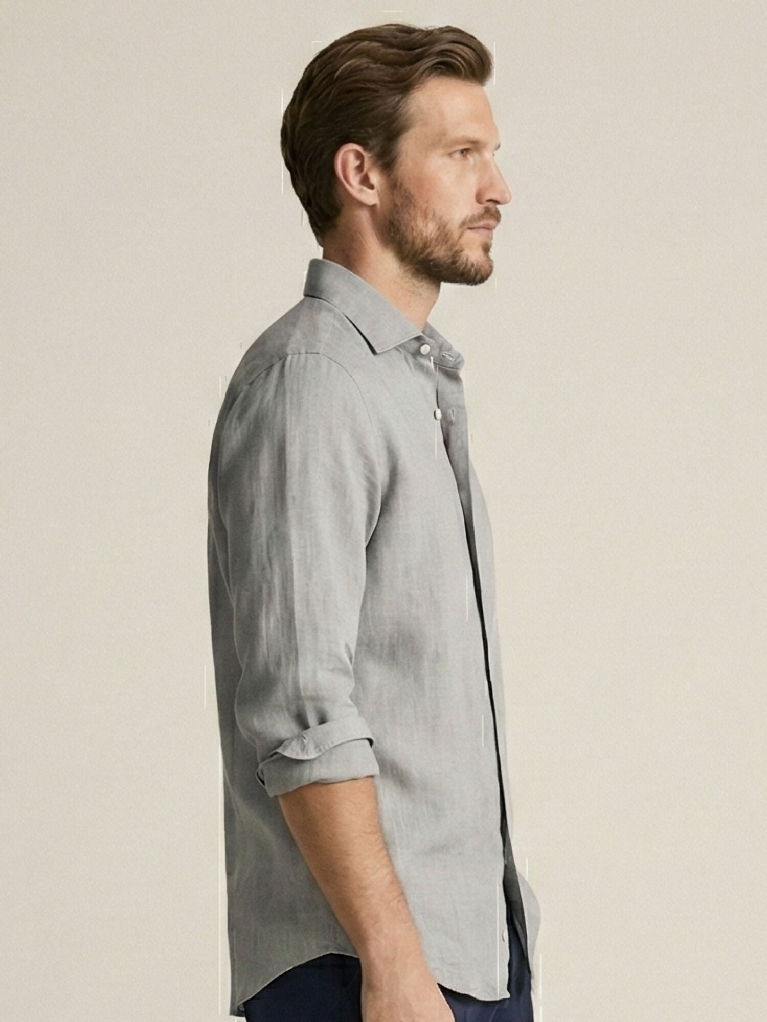 Light Gray 100% Pure Linen Shirt