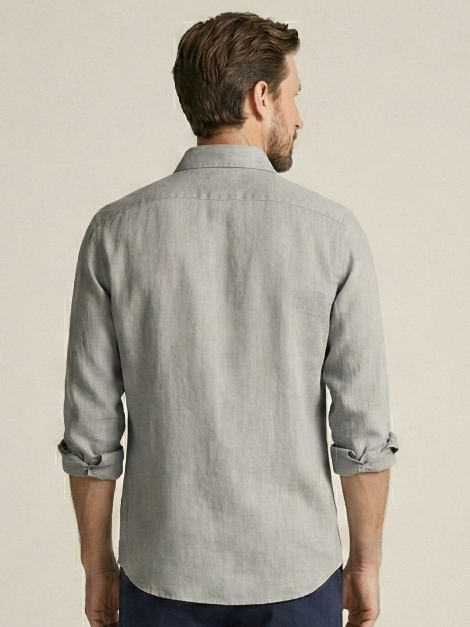 Light Gray 100% Pure Linen Shirt