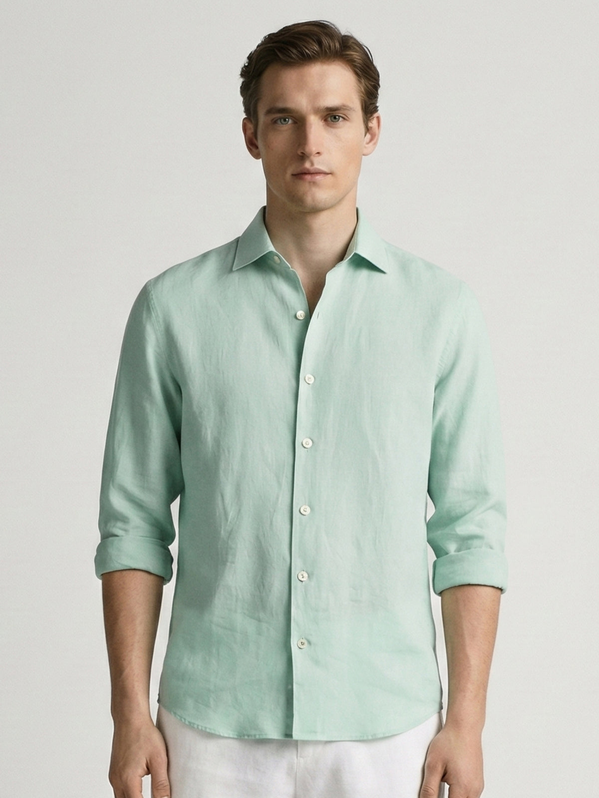 Aqua Mint 100% Pure Linen Shirt