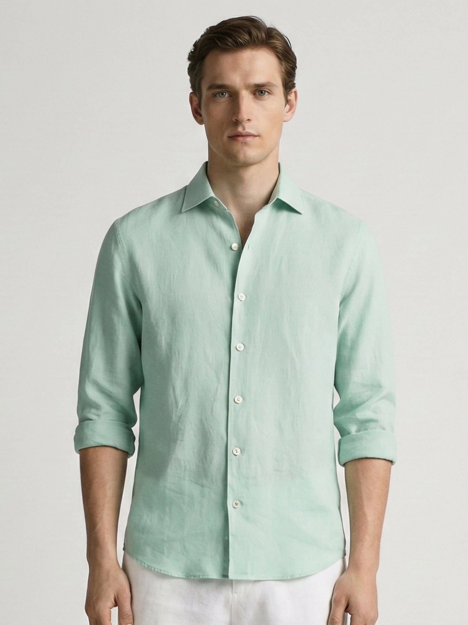 Aqua Mint 100% Pure Linen Shirt