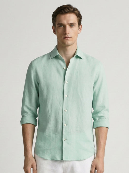 Aqua Mint 100% Pure Linen Shirt