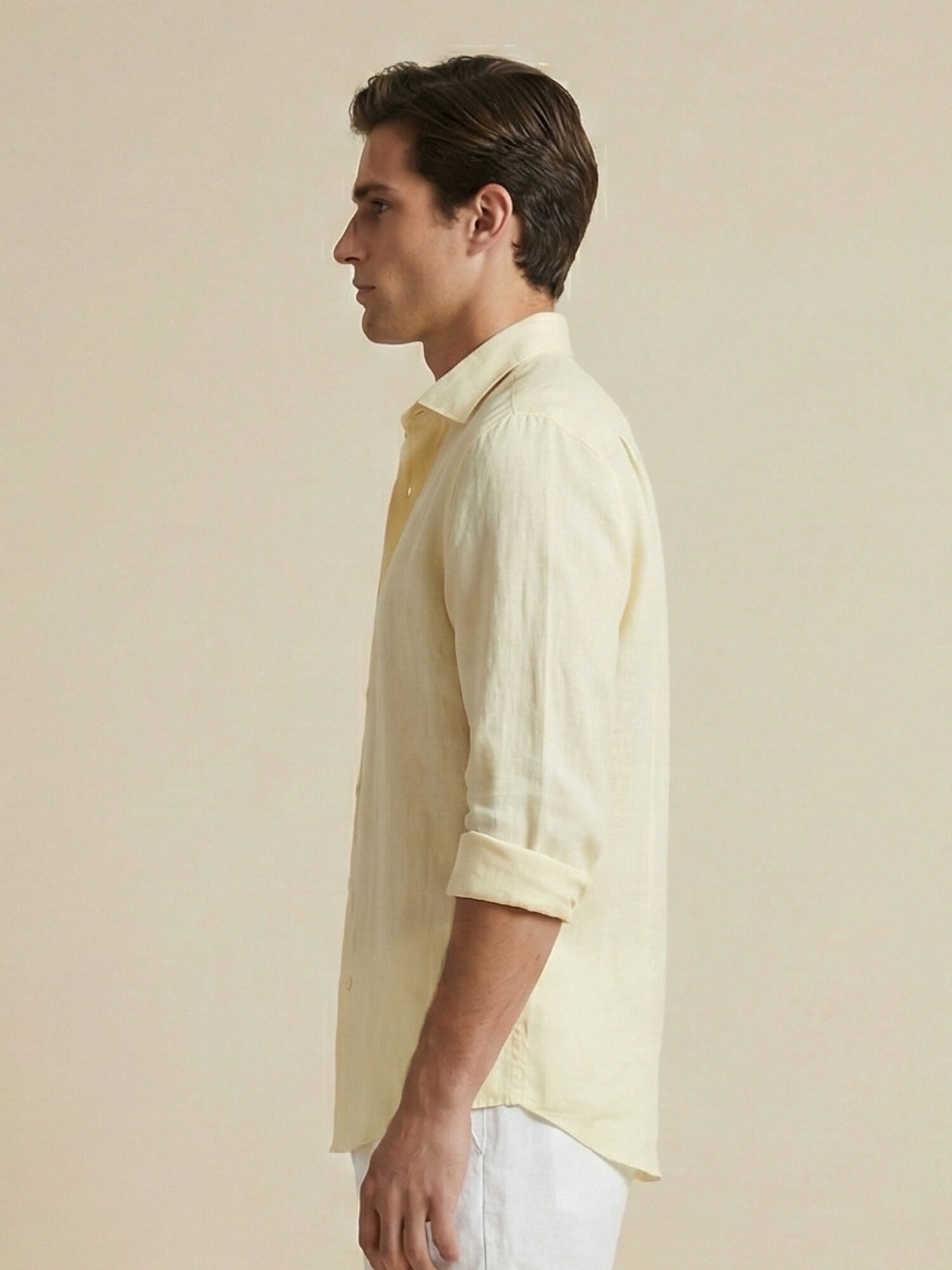 Cream Yellow 100% Pure Linen Classic
