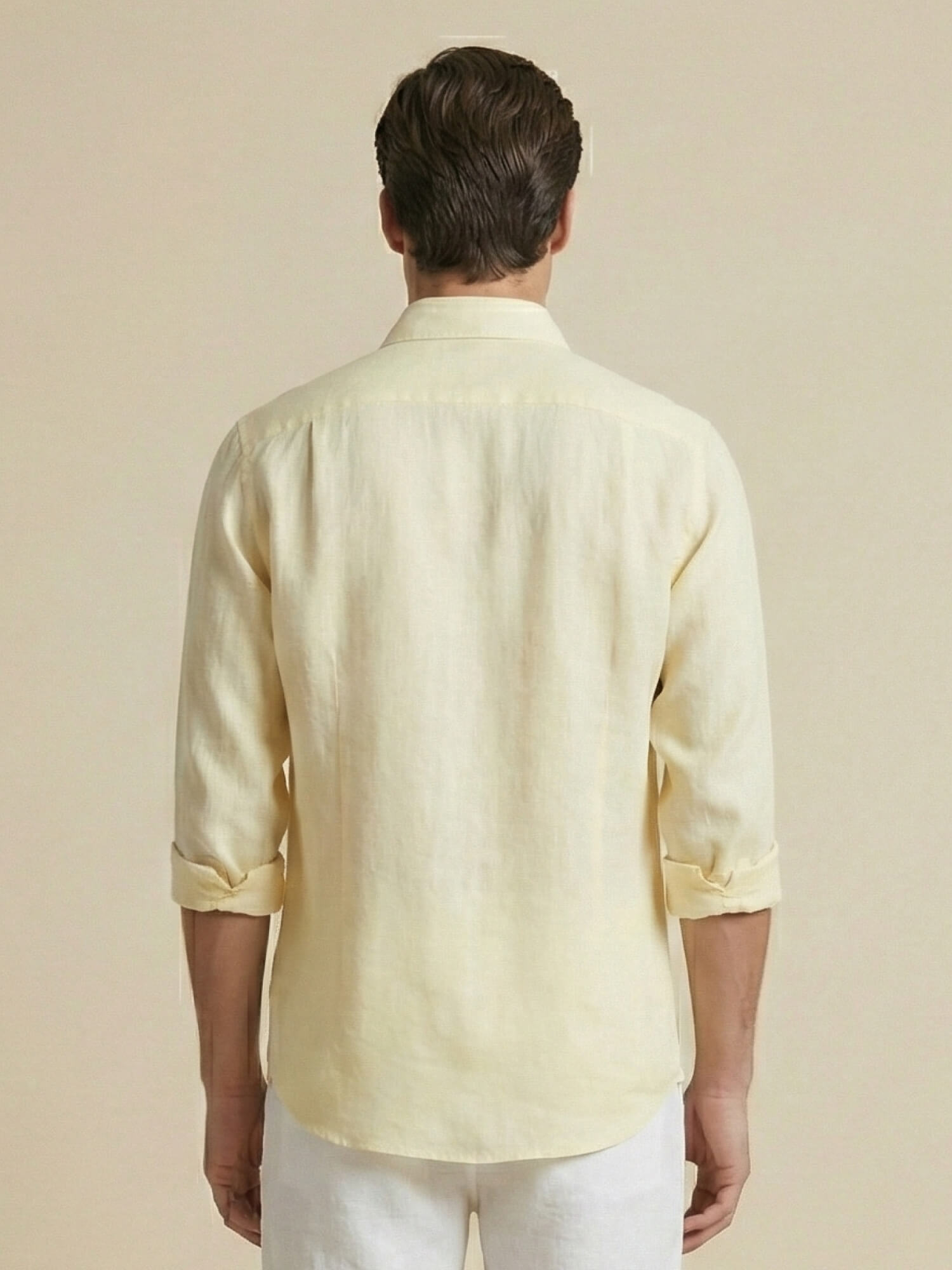 Cream Yellow 100% Pure Linen Classic