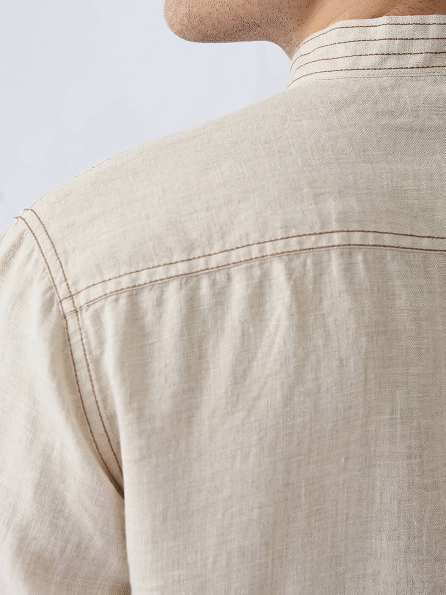 Mriga Beige | 100% Pure Linen Mid-Length Kurta