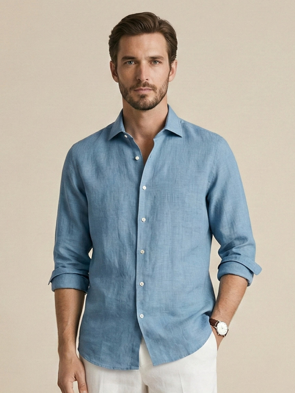 Atlantic Blue 100% Pure Linen Shirt