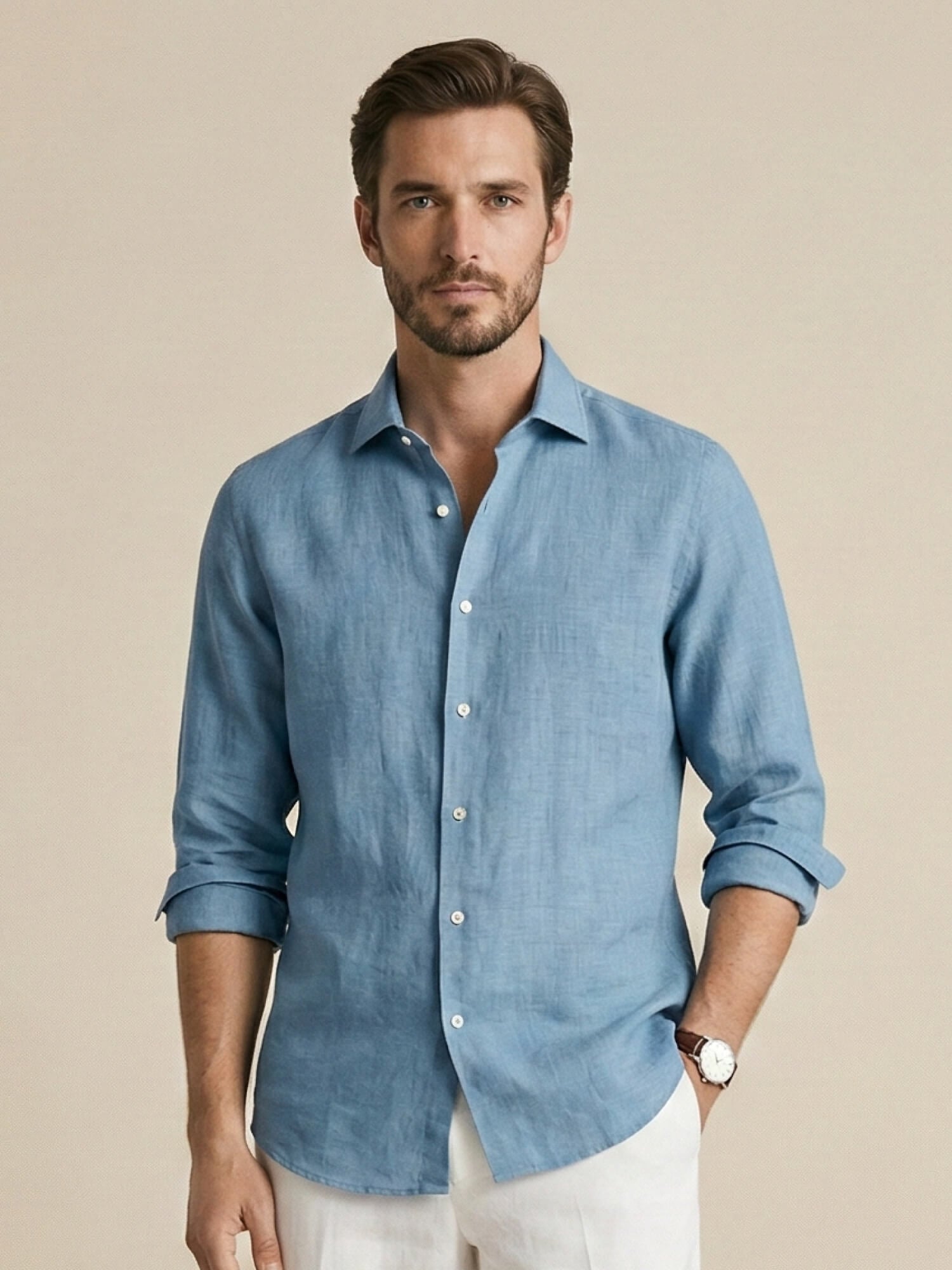 Atlantic Blue 100% Pure Linen Shirt