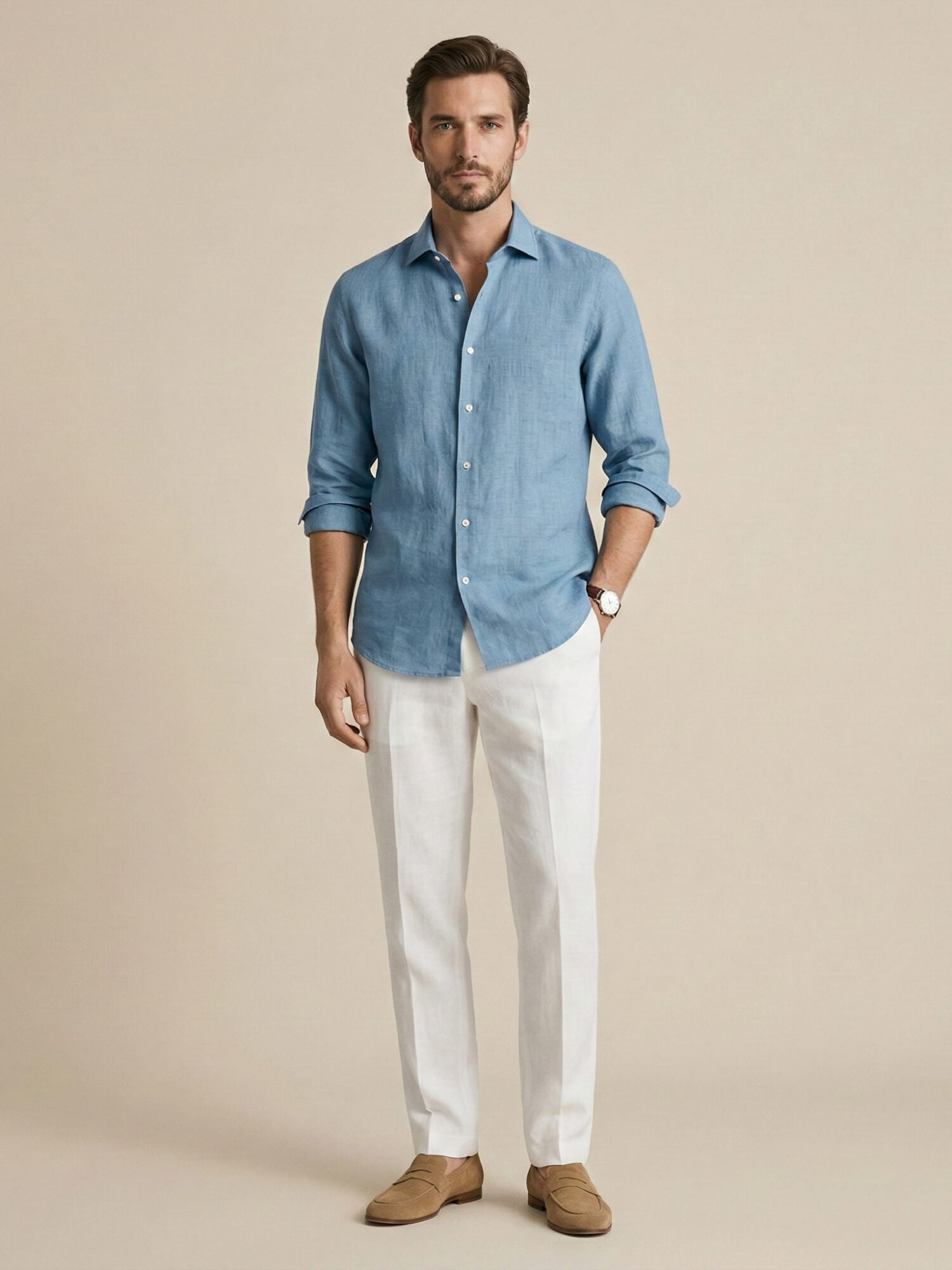 Atlantic Blue 100% Pure Linen Shirt