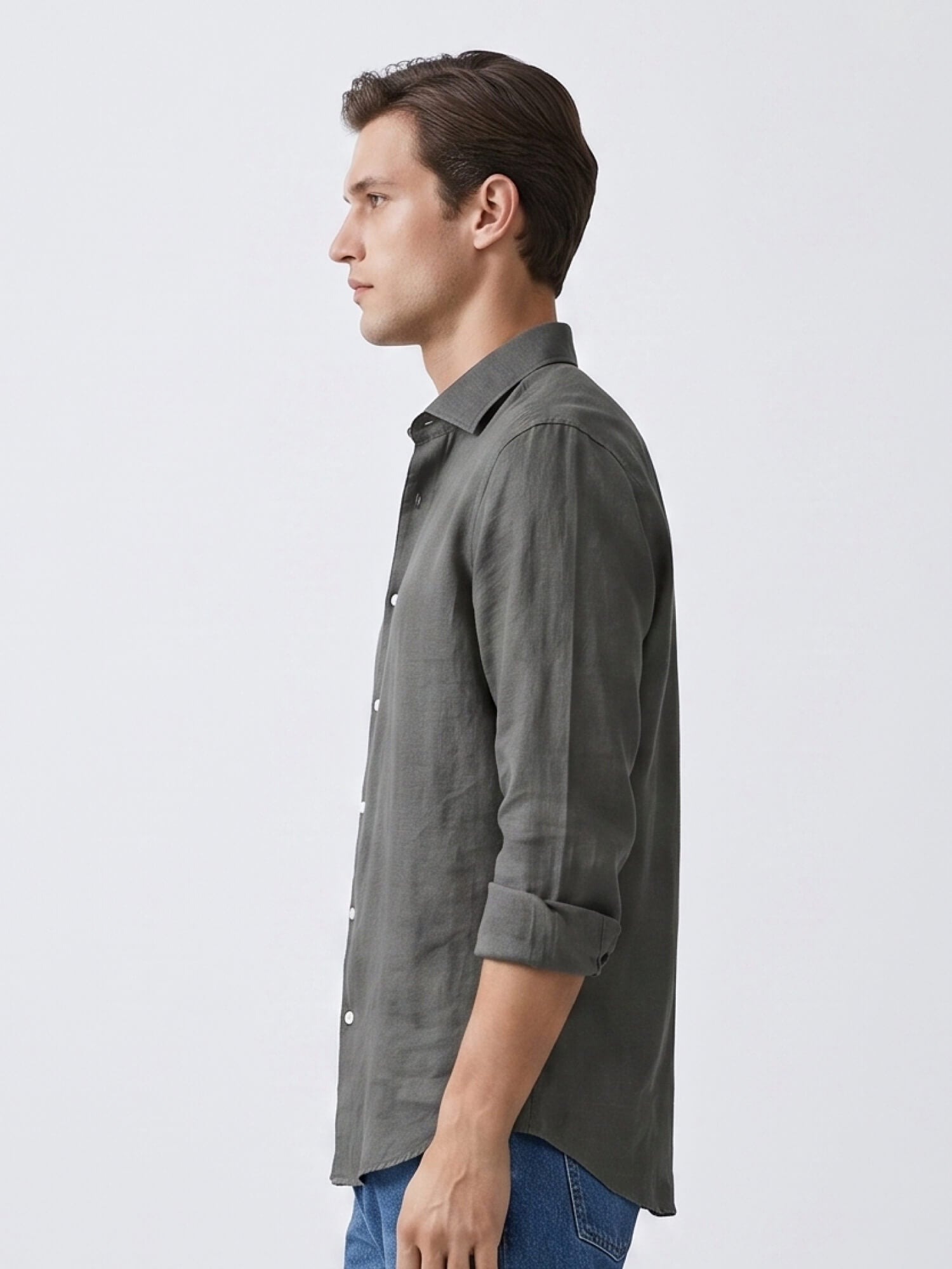 Charcoal Gray 100% Pure Linen Shirt