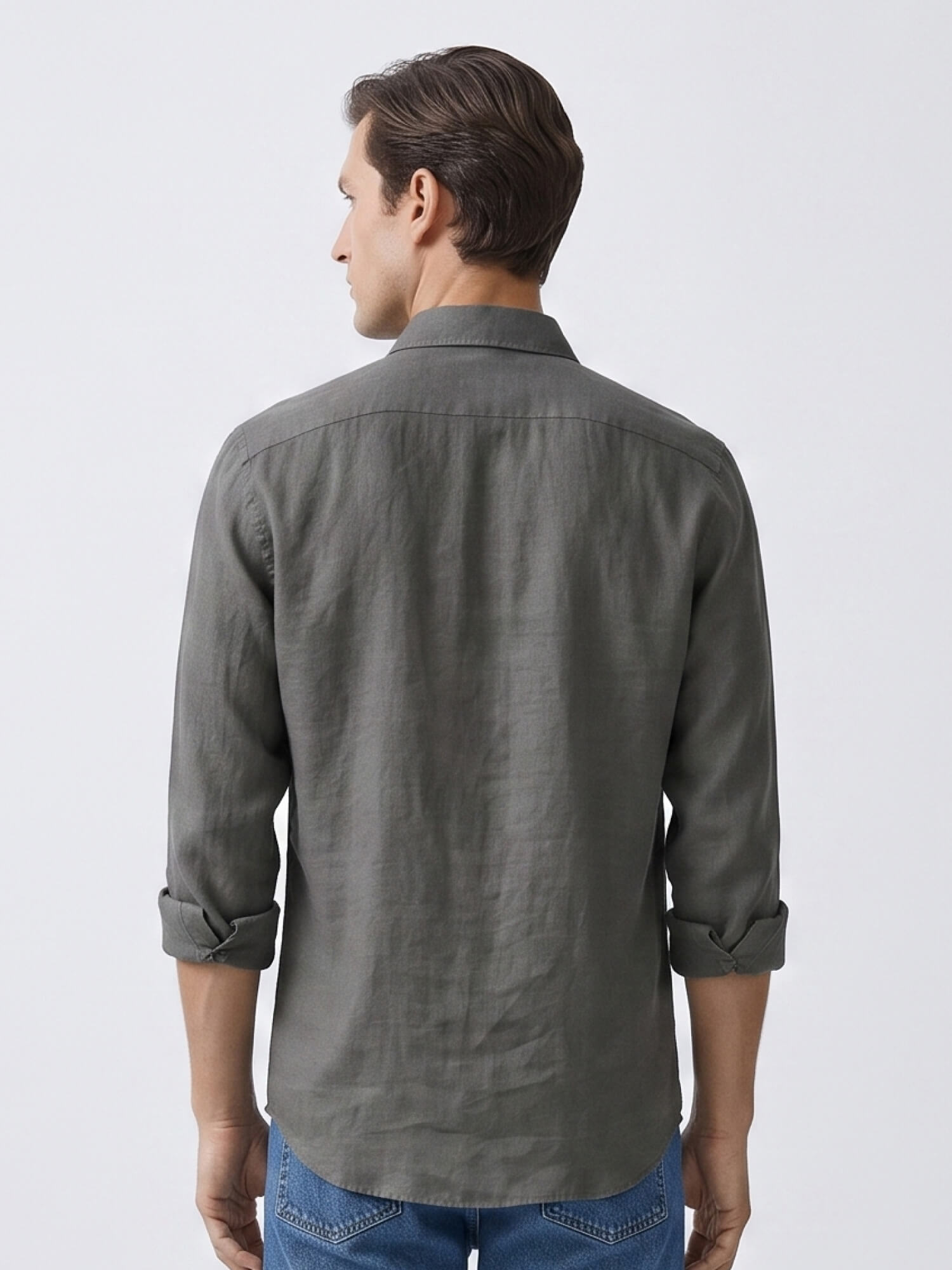 Charcoal Gray 100% Pure Linen Shirt