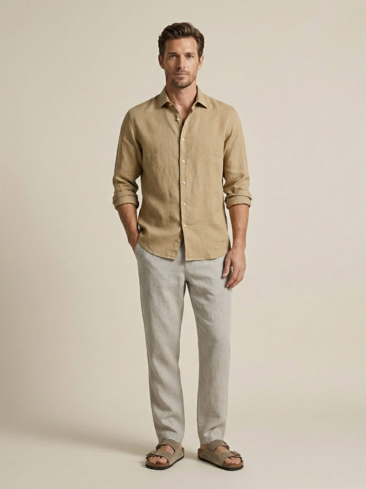 Desert Khaki 100% Pure Linen Shirt