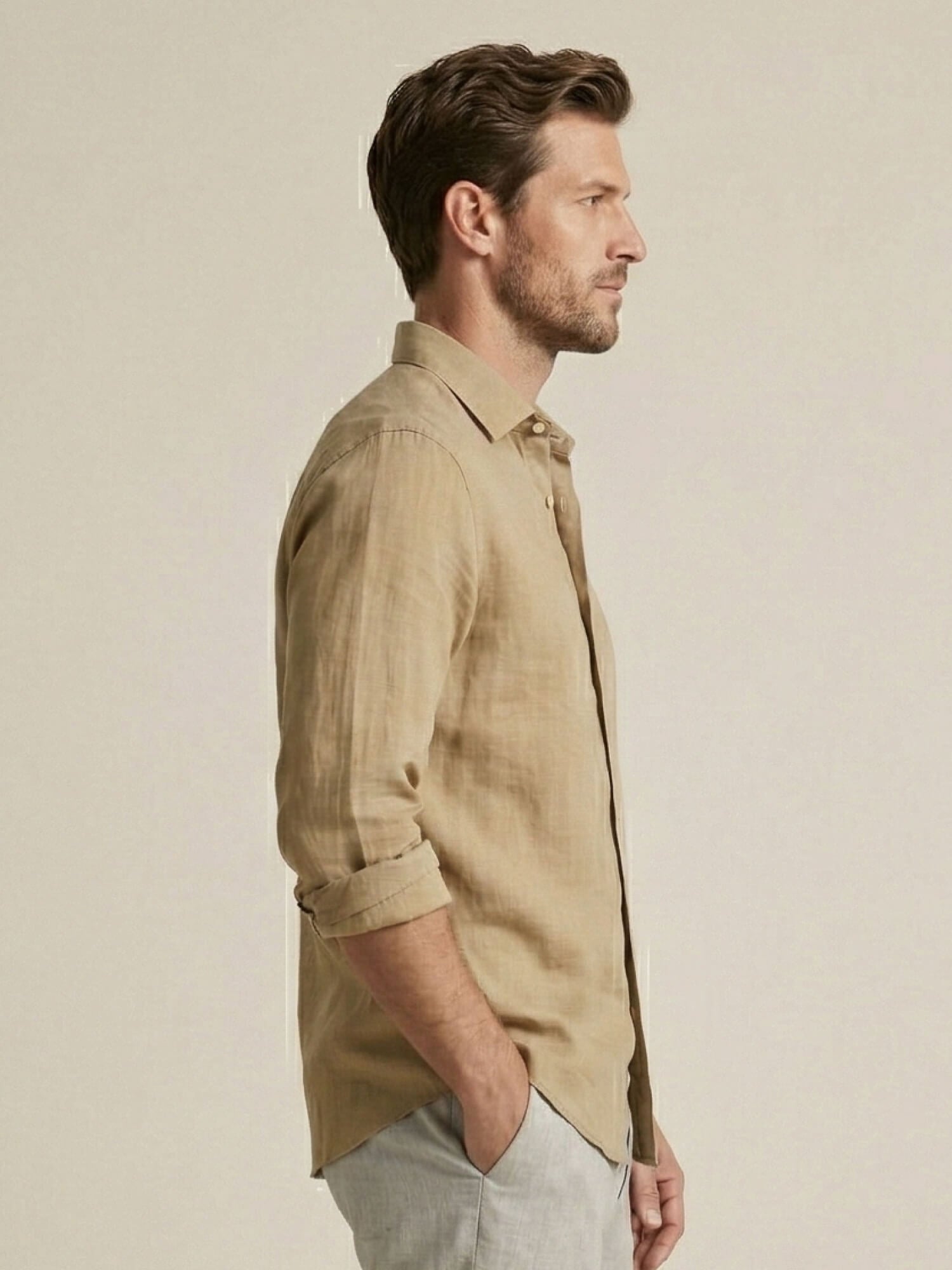 Desert Khaki 100% Pure Linen Shirt