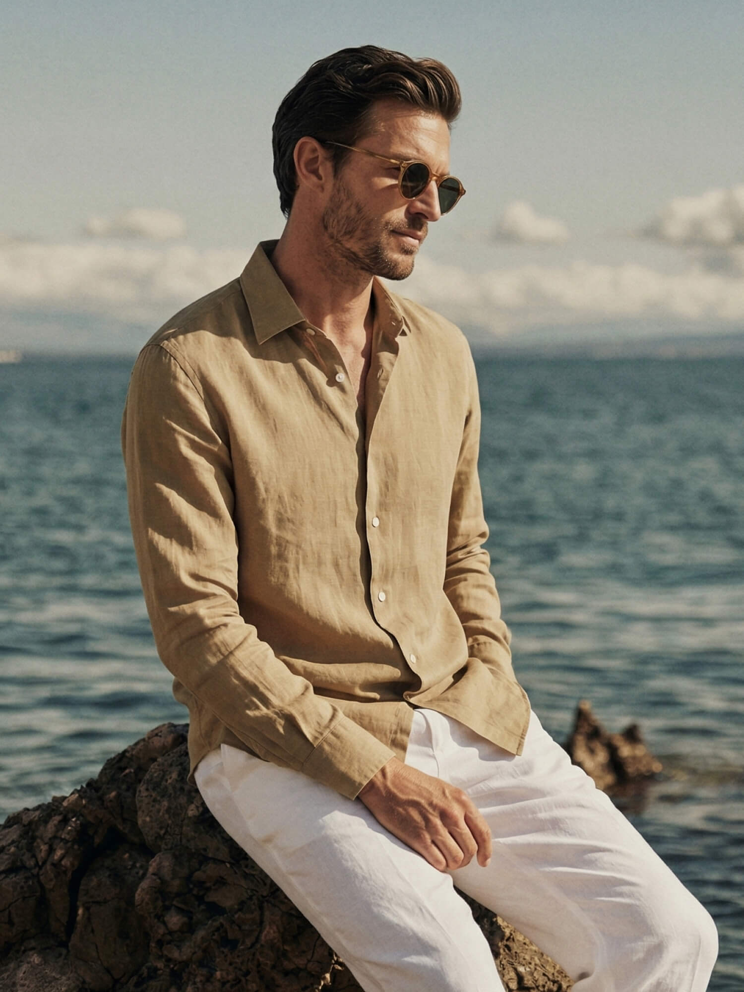 Desert Khaki 100% Pure Linen Shirt – Bhrata