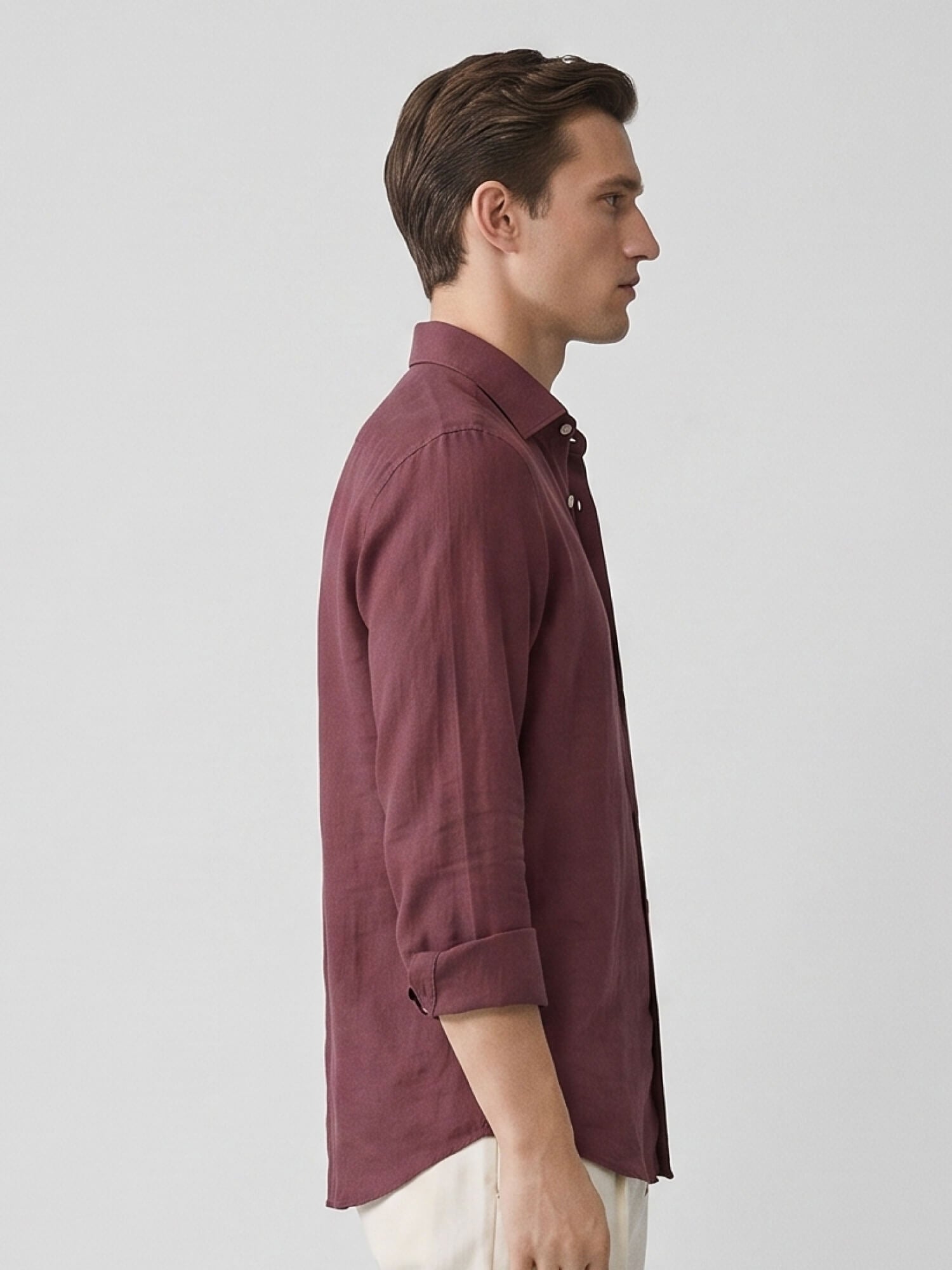 Mulberry Maroon 100% Pure Linen Shirt