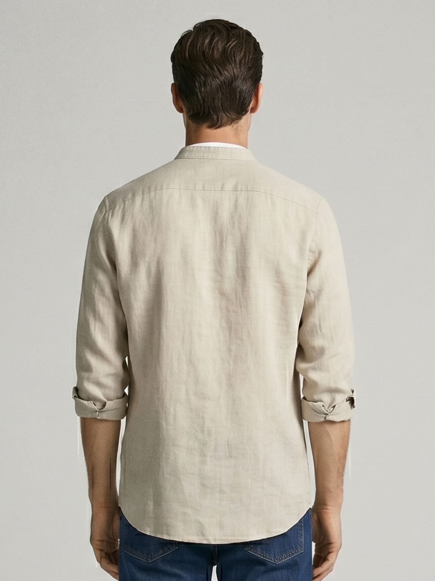 Beige Mandarin 100% Pure Linen