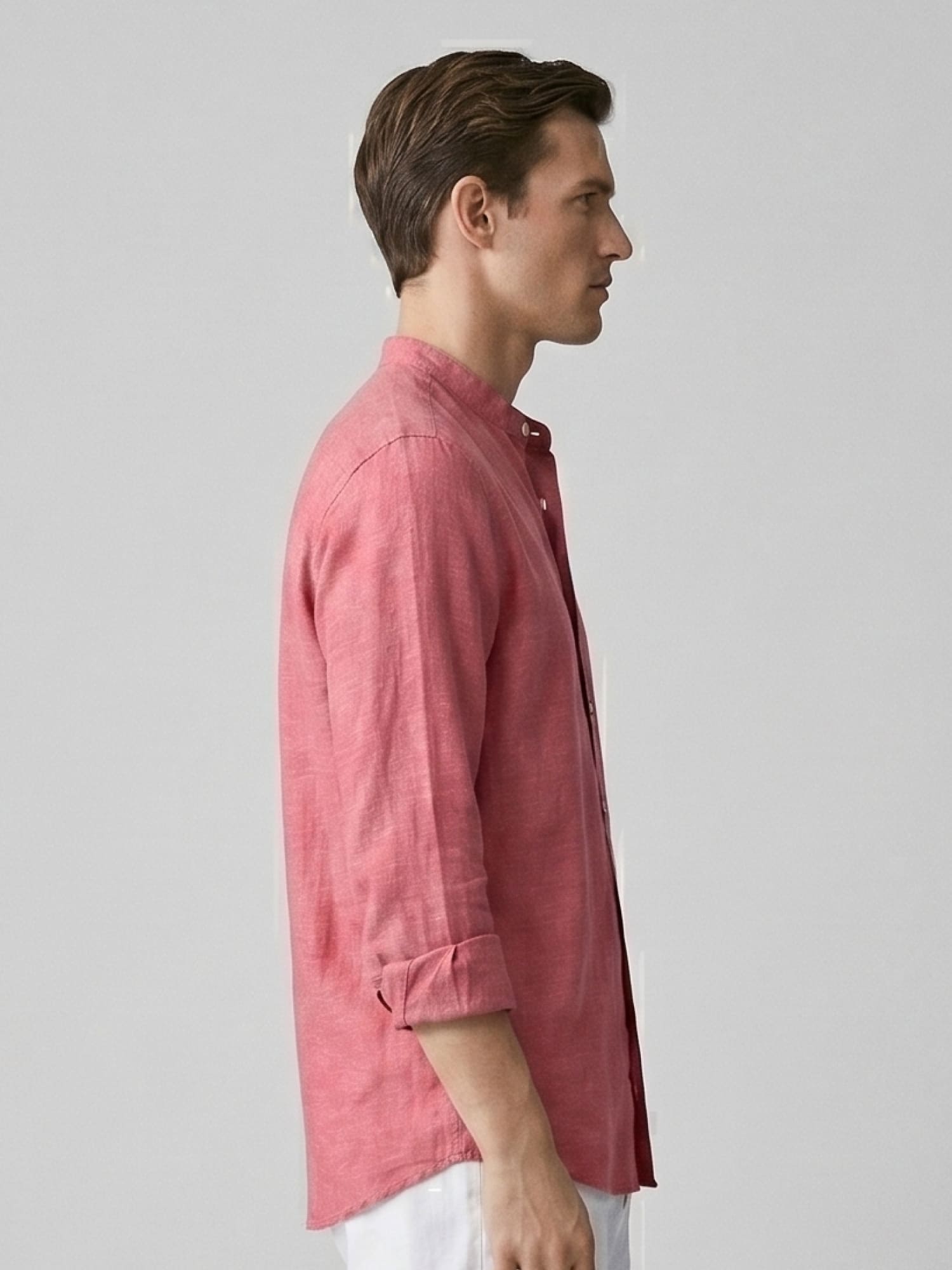 Terracotta Red Mandarin 100% Pure Linen