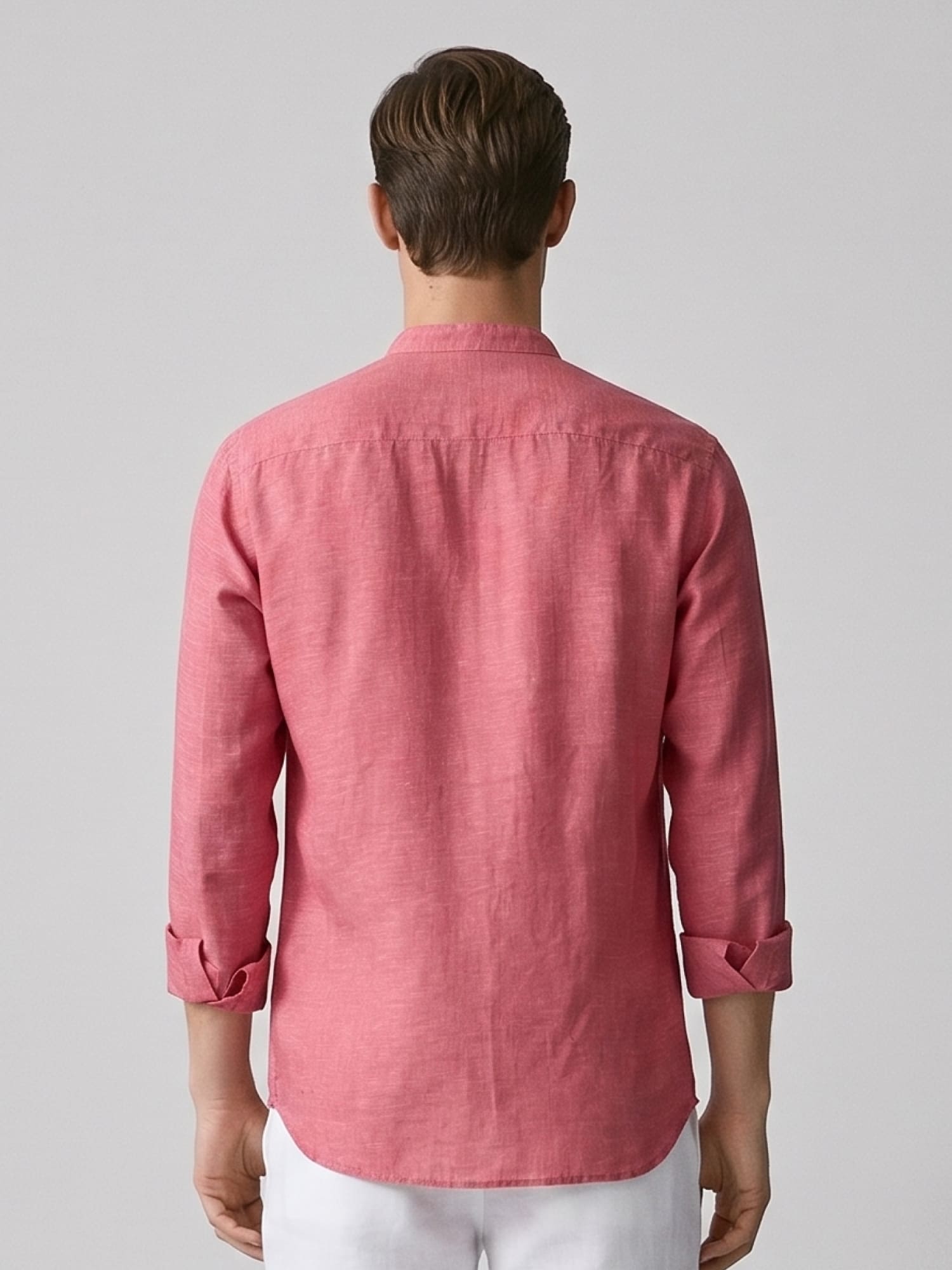 Terracotta Red Mandarin 100% Pure Linen
