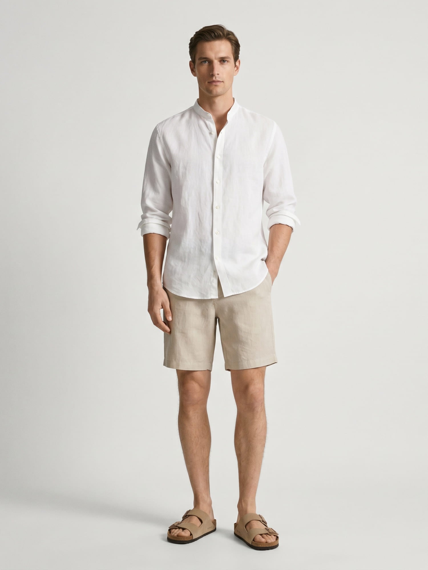 White Mandarin 100% Pure Linen