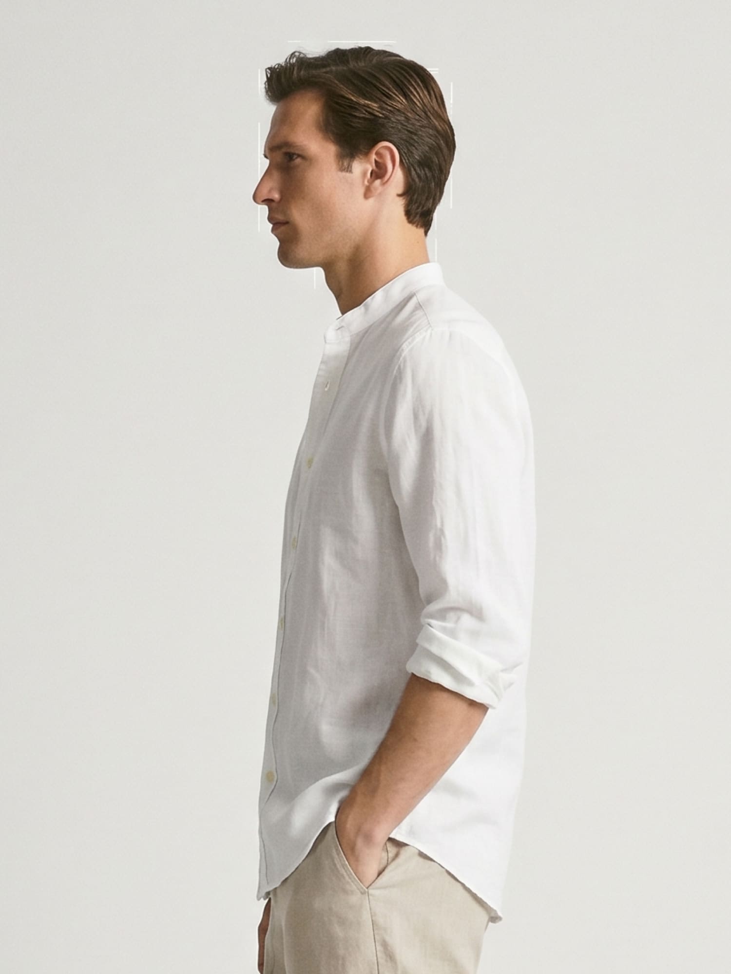 White Mandarin 100% Pure Linen