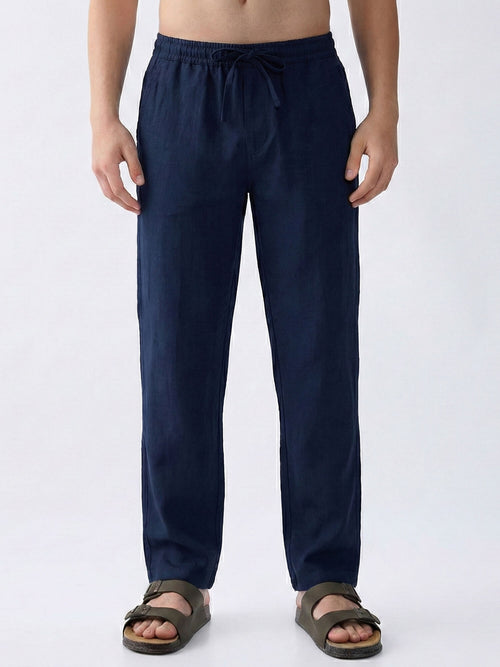 Navy 100% Pure Linen Everyday Pants