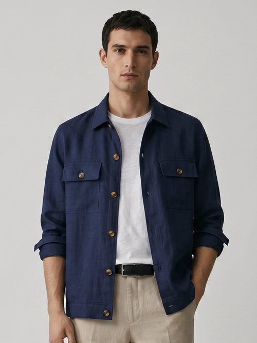 Navy 100% Pure Linen Jacket