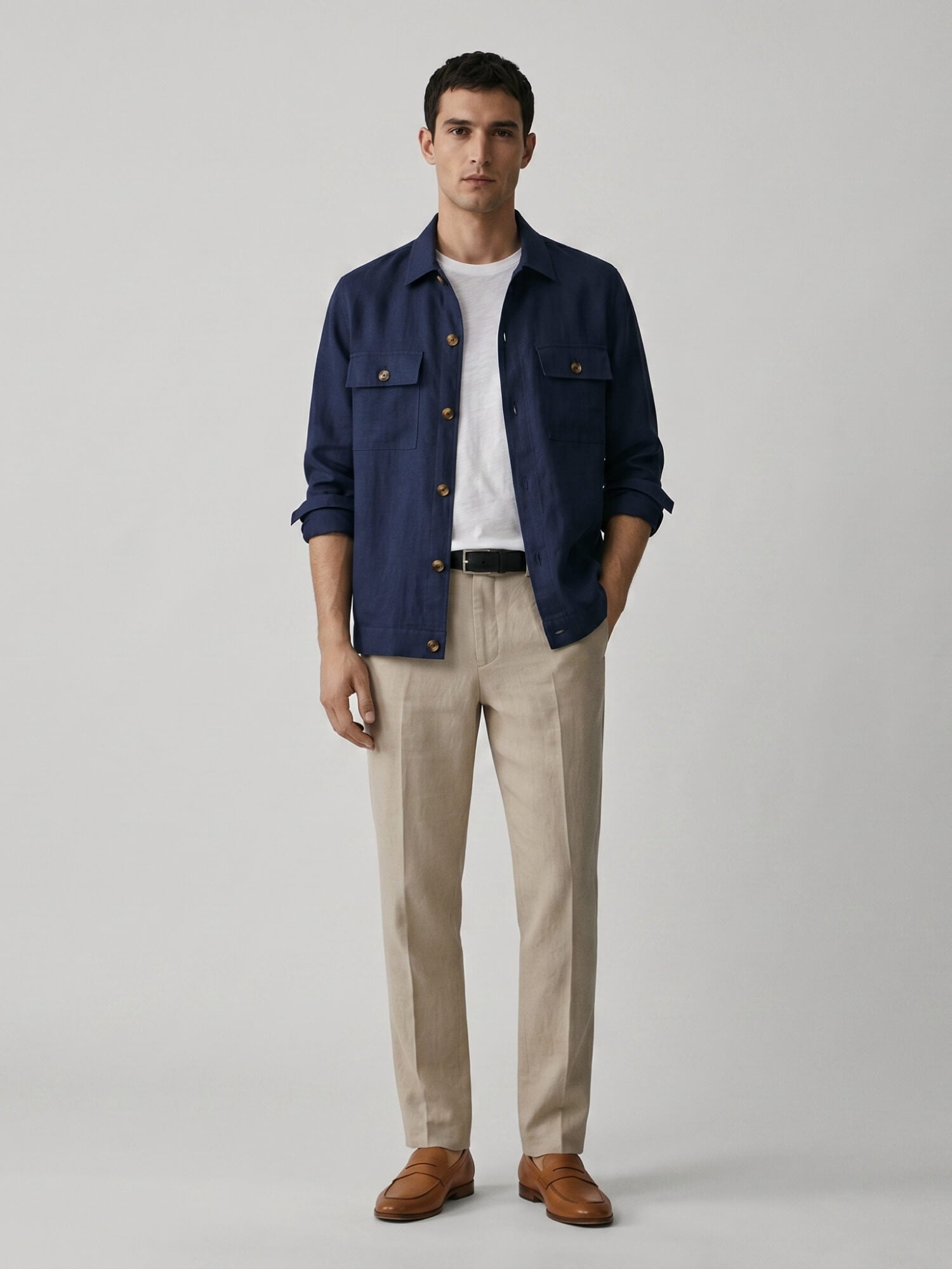 Navy 100% Pure Linen Jacket