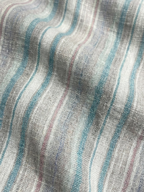 Aqua Coast 100% Pure Linen Stripes