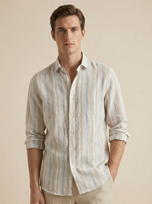 Tuscan Dawn 100% Pure Linen Stripes