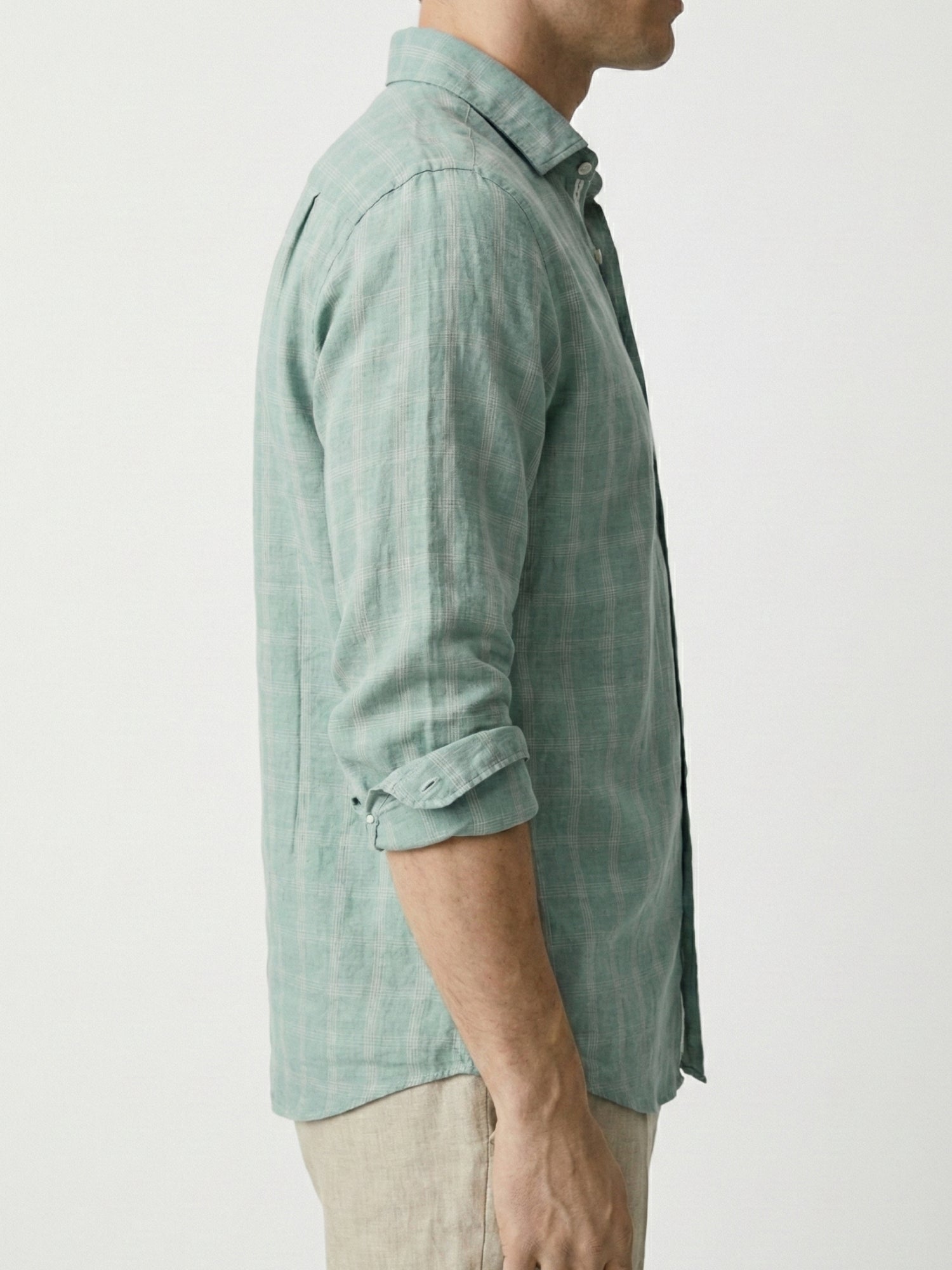 Aqua Sage 100% Pure Linen Checks