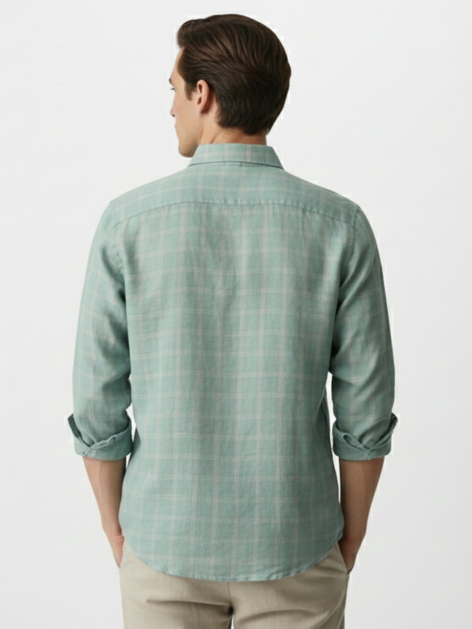 Aqua Sage 100% Pure Linen Checks