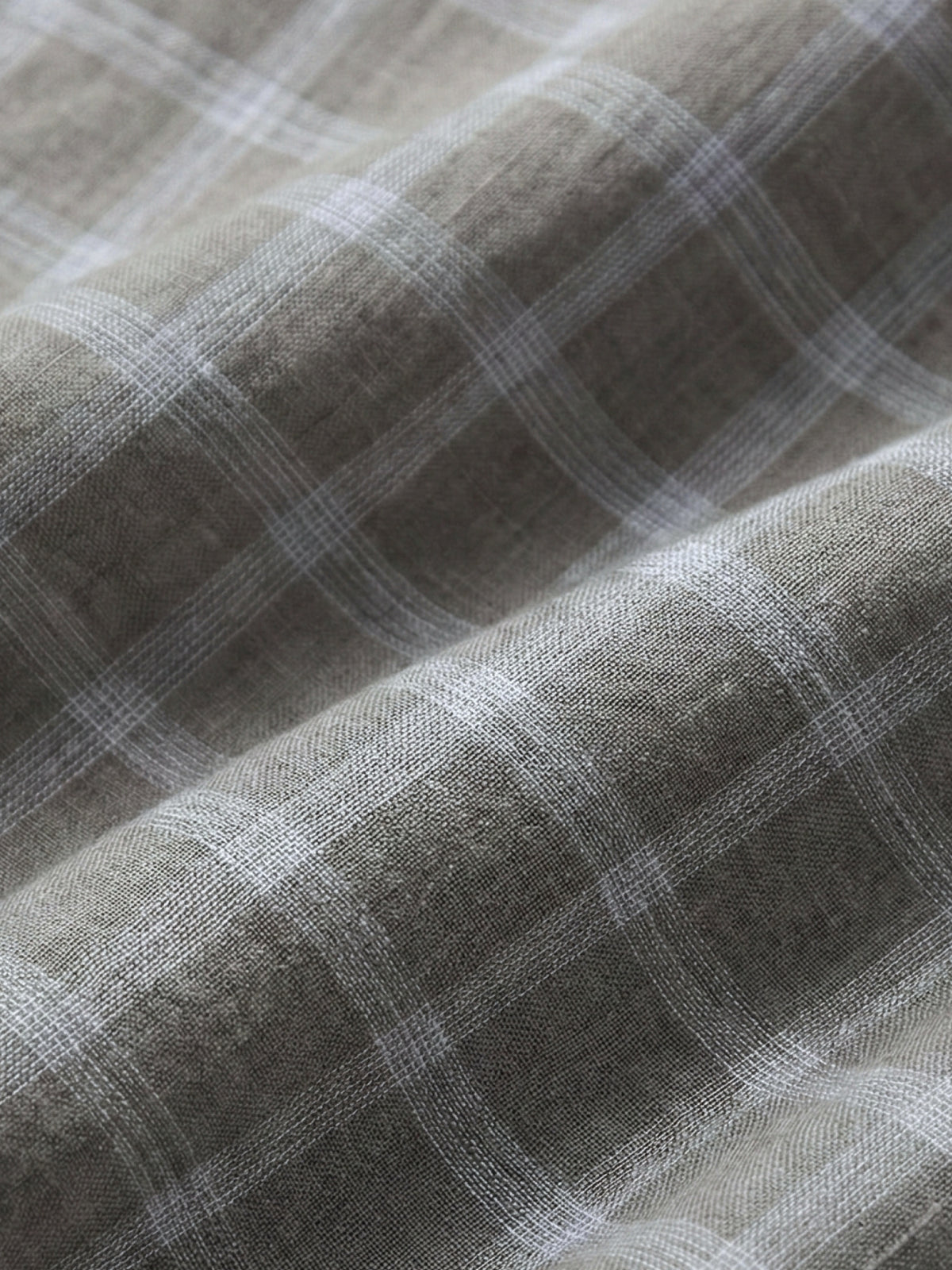 Stone Mist 100% Pure Linen Checks