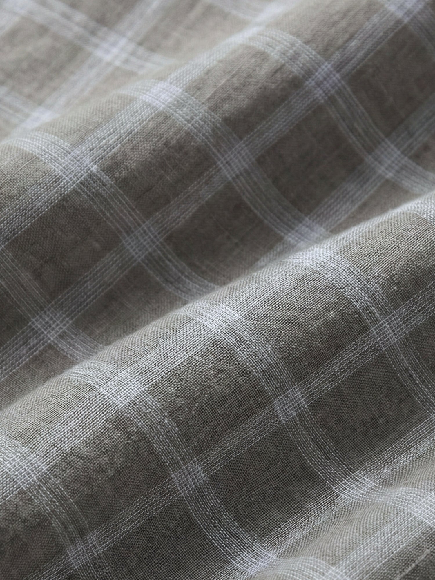 Stone Mist 100% Pure Linen Checks